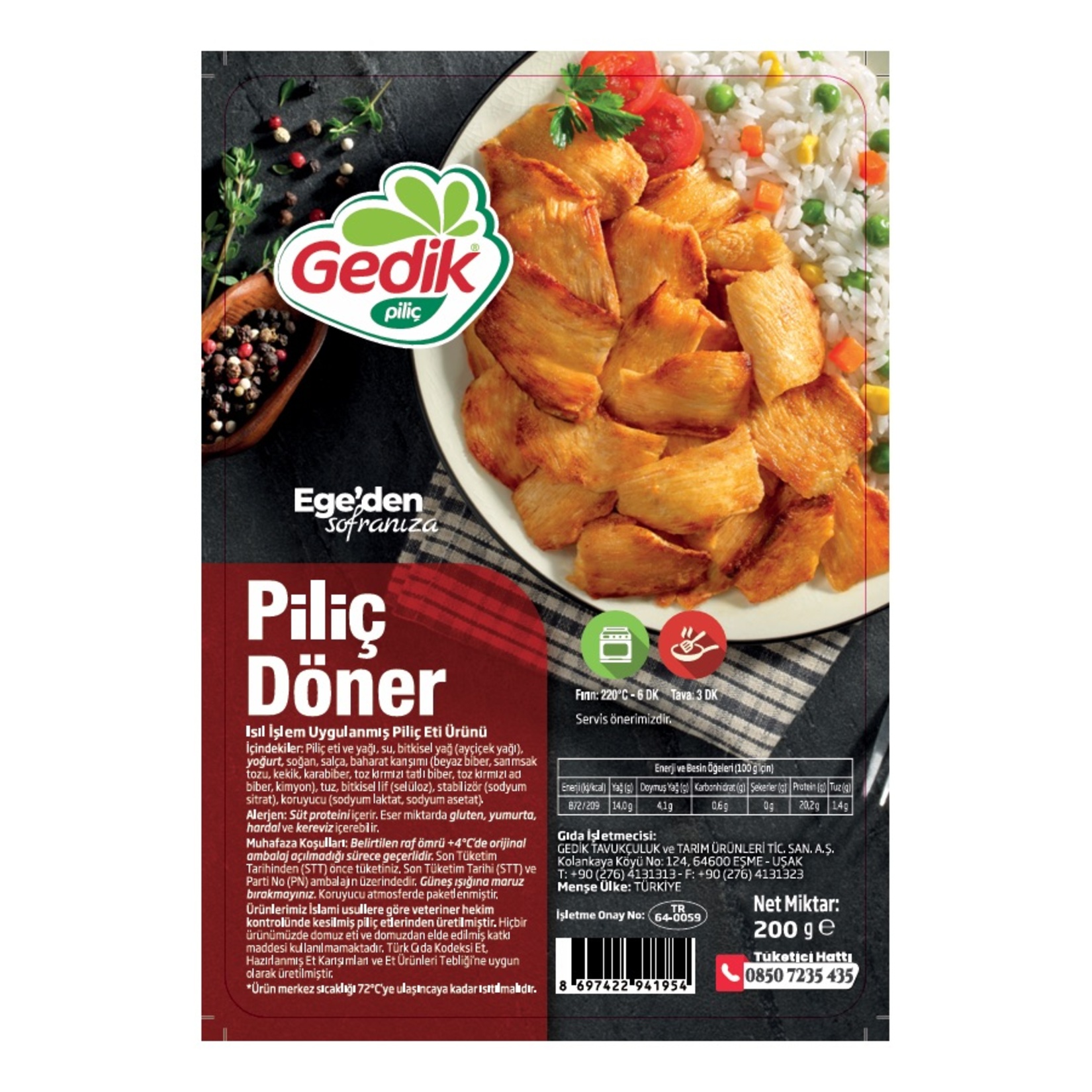 Gedik Pişmiş Piliç Yaprak Döner 200 G