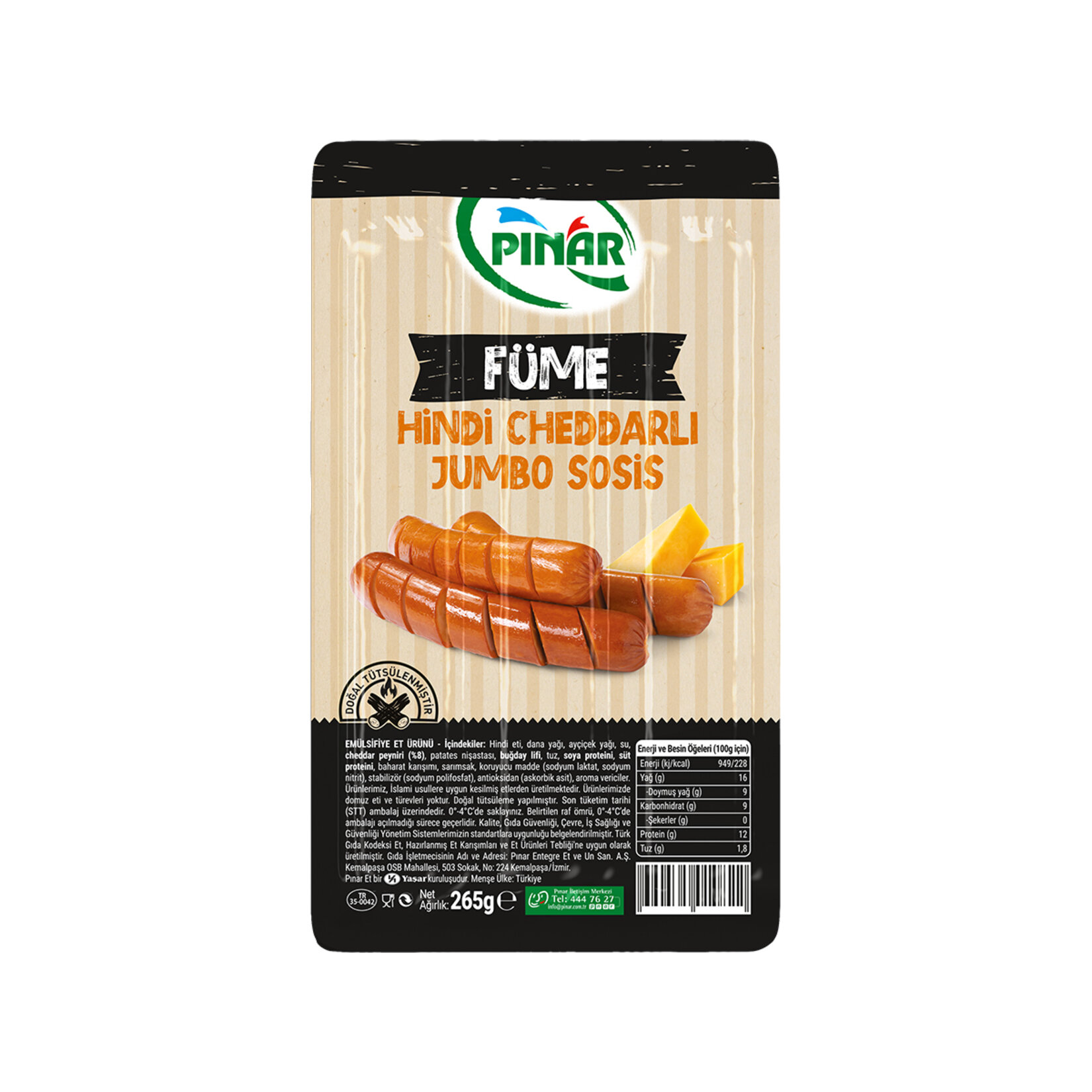 Pınar Füme Hindi Cheddarlı Jumbo Sosis 265 G
