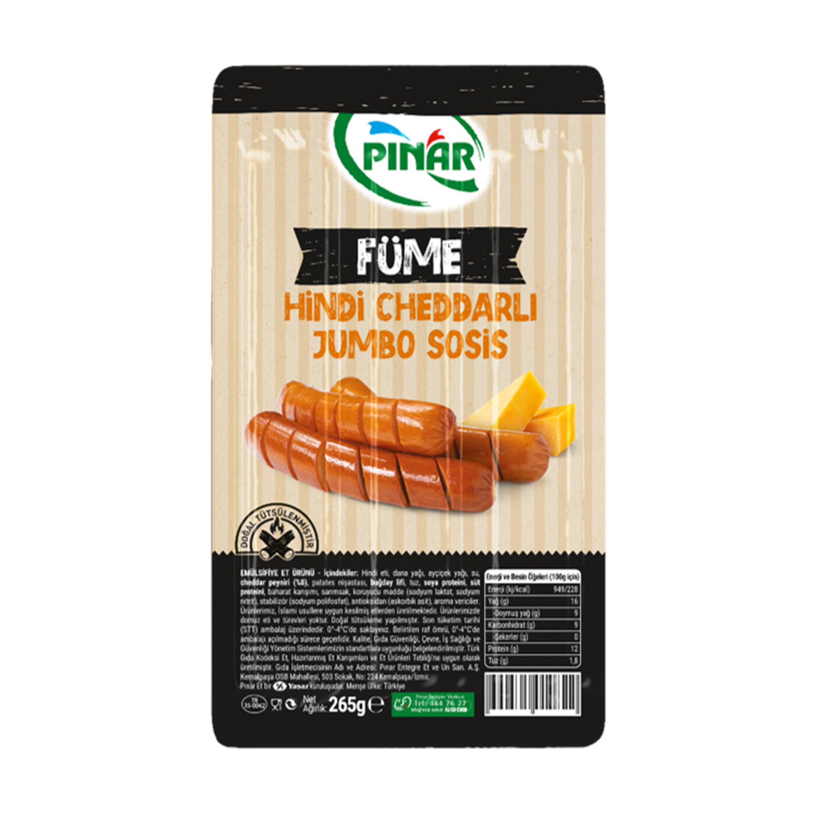 Pınar Füme Hindi Cheddarlı Jumbo Sosis 265 G