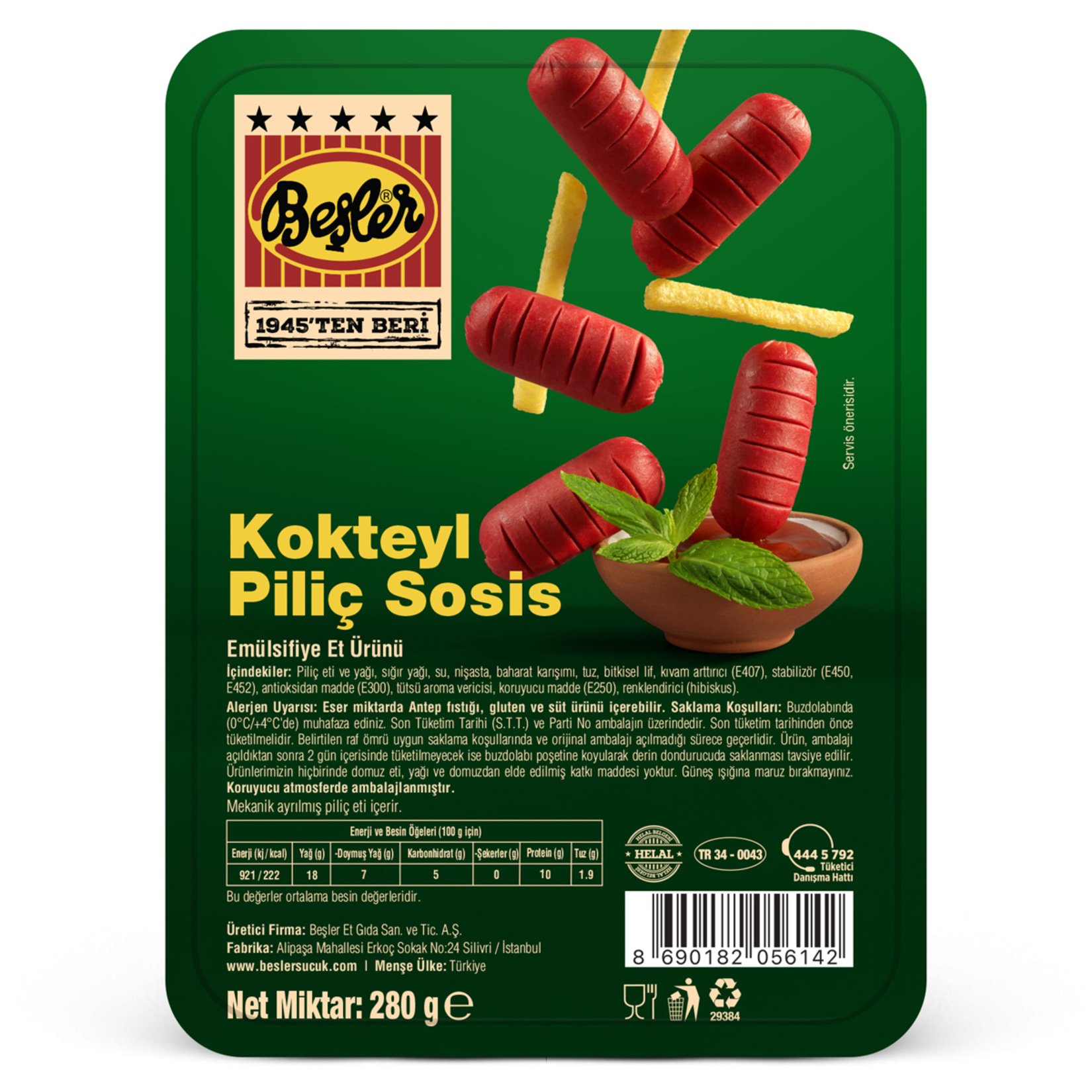 Beşler Kokteyl Sosis 280 G