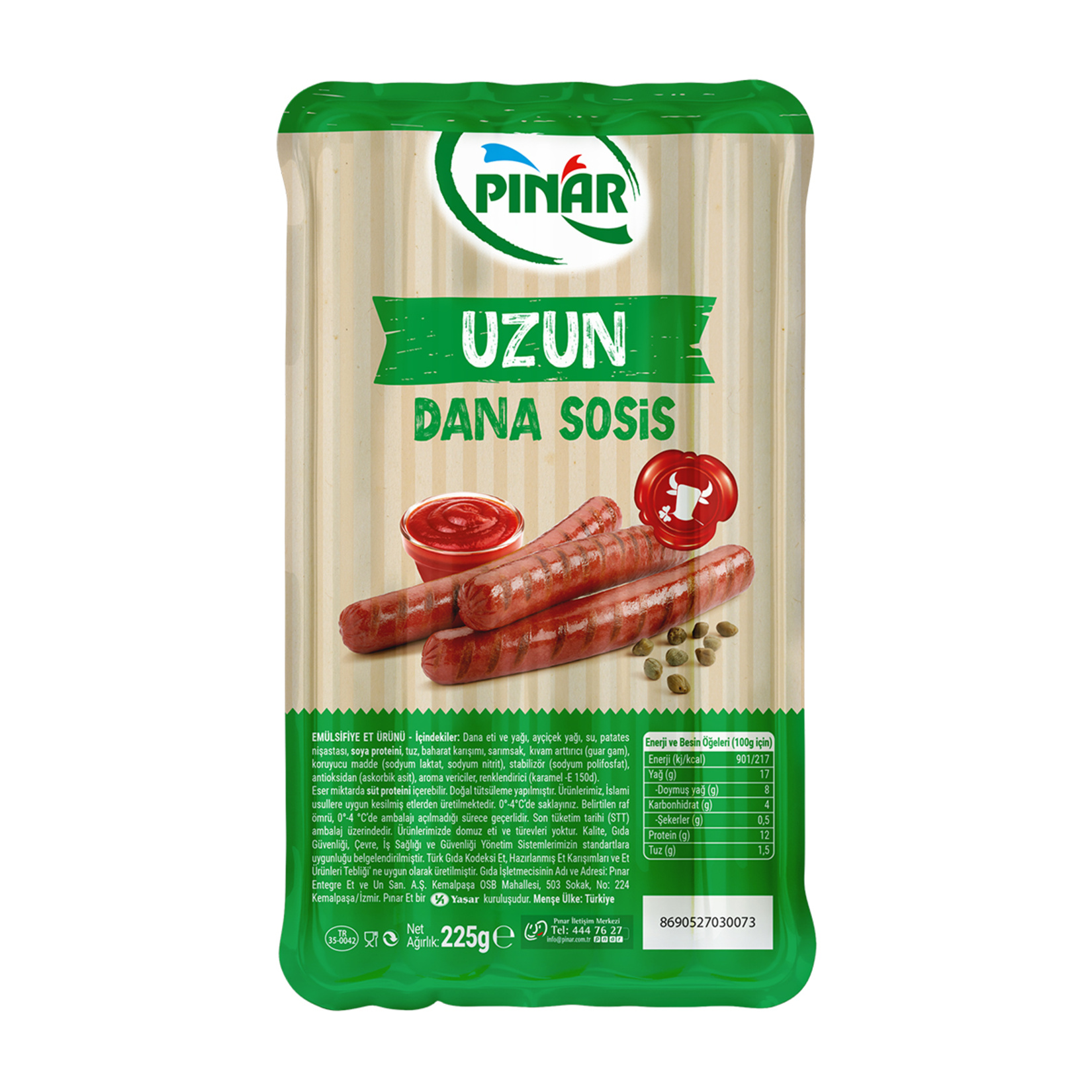 Pınar Uzun Sosis 225 G