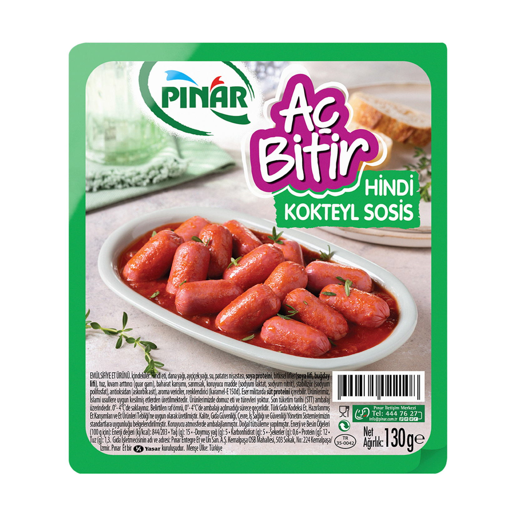 Pınar Aç Bitir Hindi Kokteyl Sosis 130 G