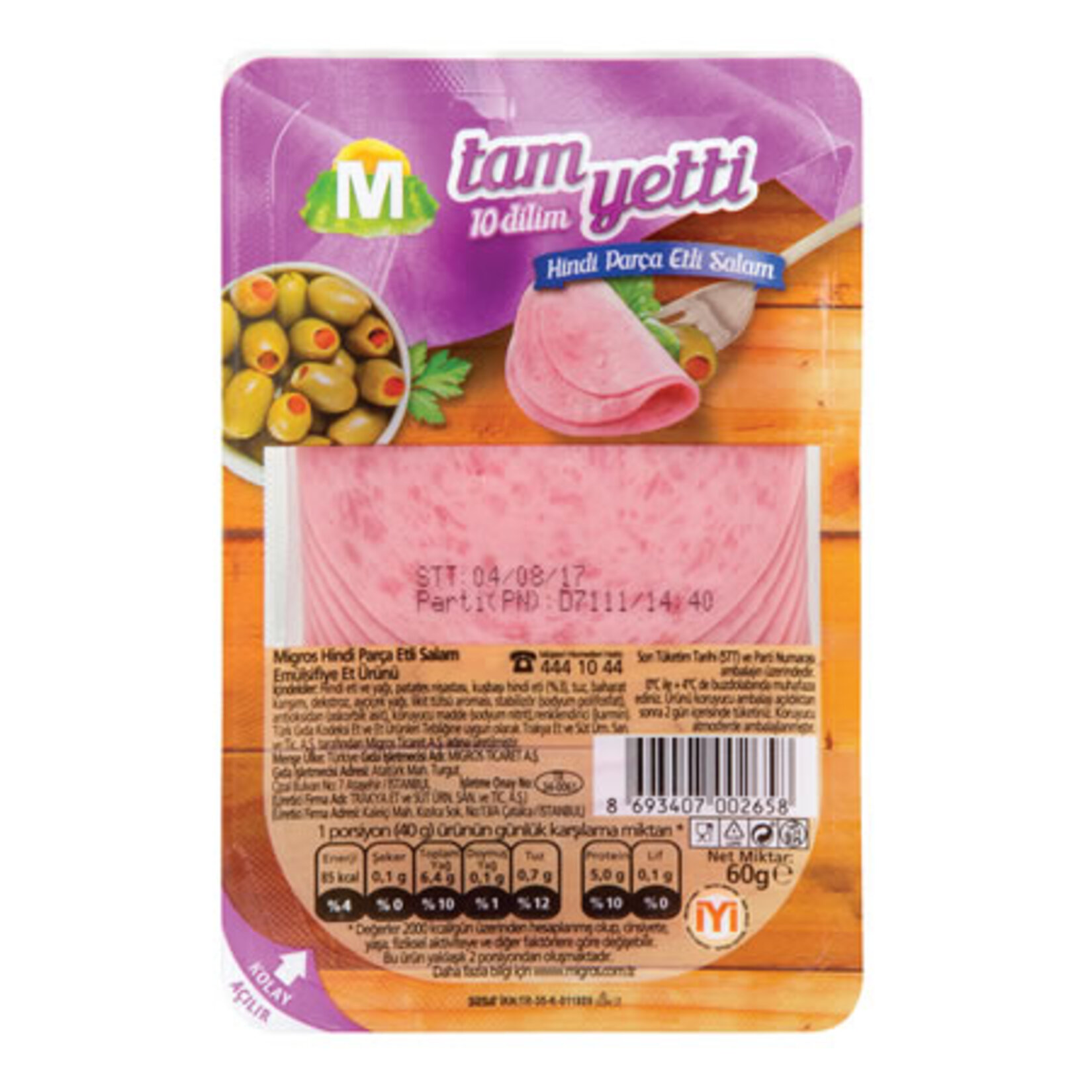 Migros Tam Yetti  Hindi Parça Etli  Salam 60 G - Görsel 1