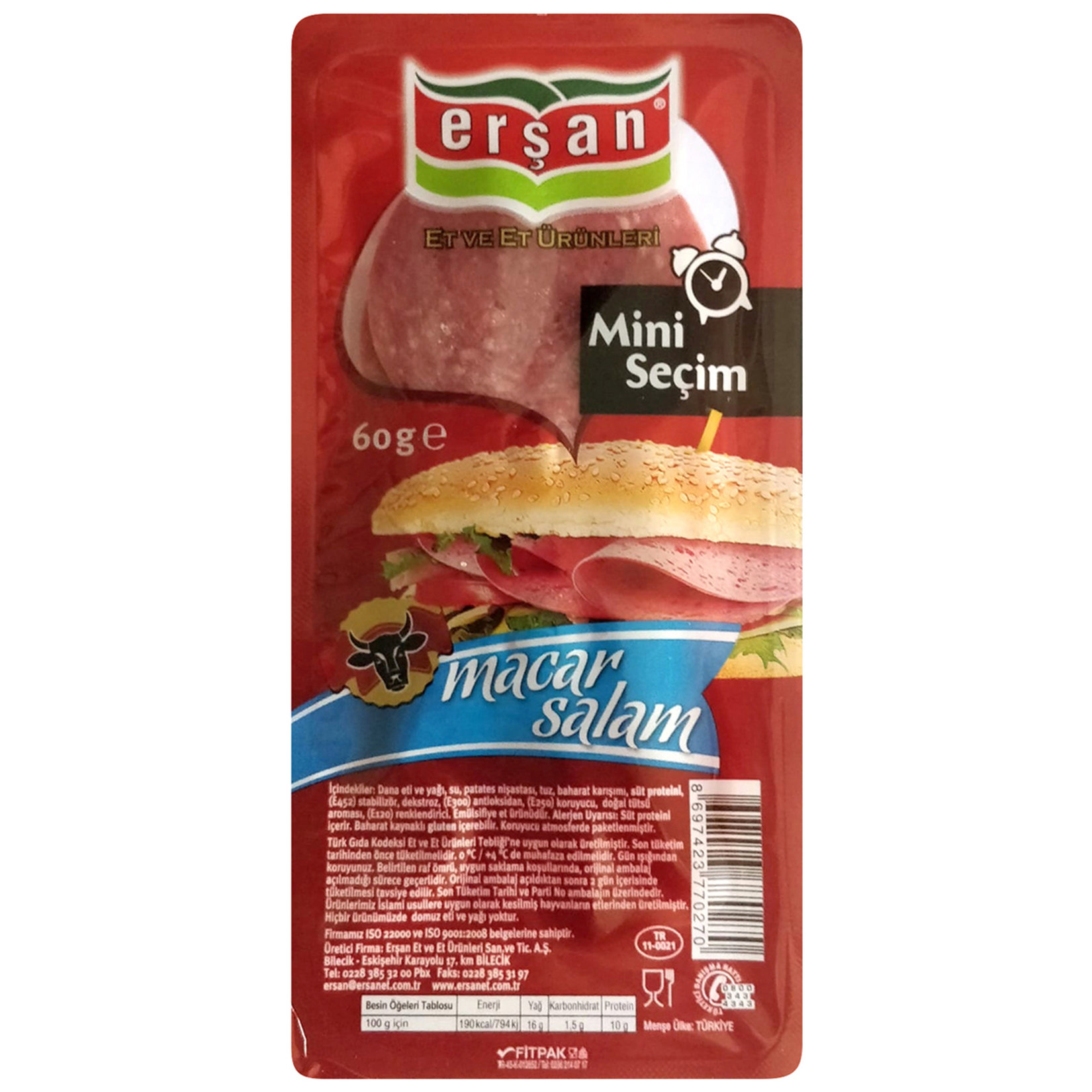 Erşan Dilimli Macar Salam Mini Seçim 60 G