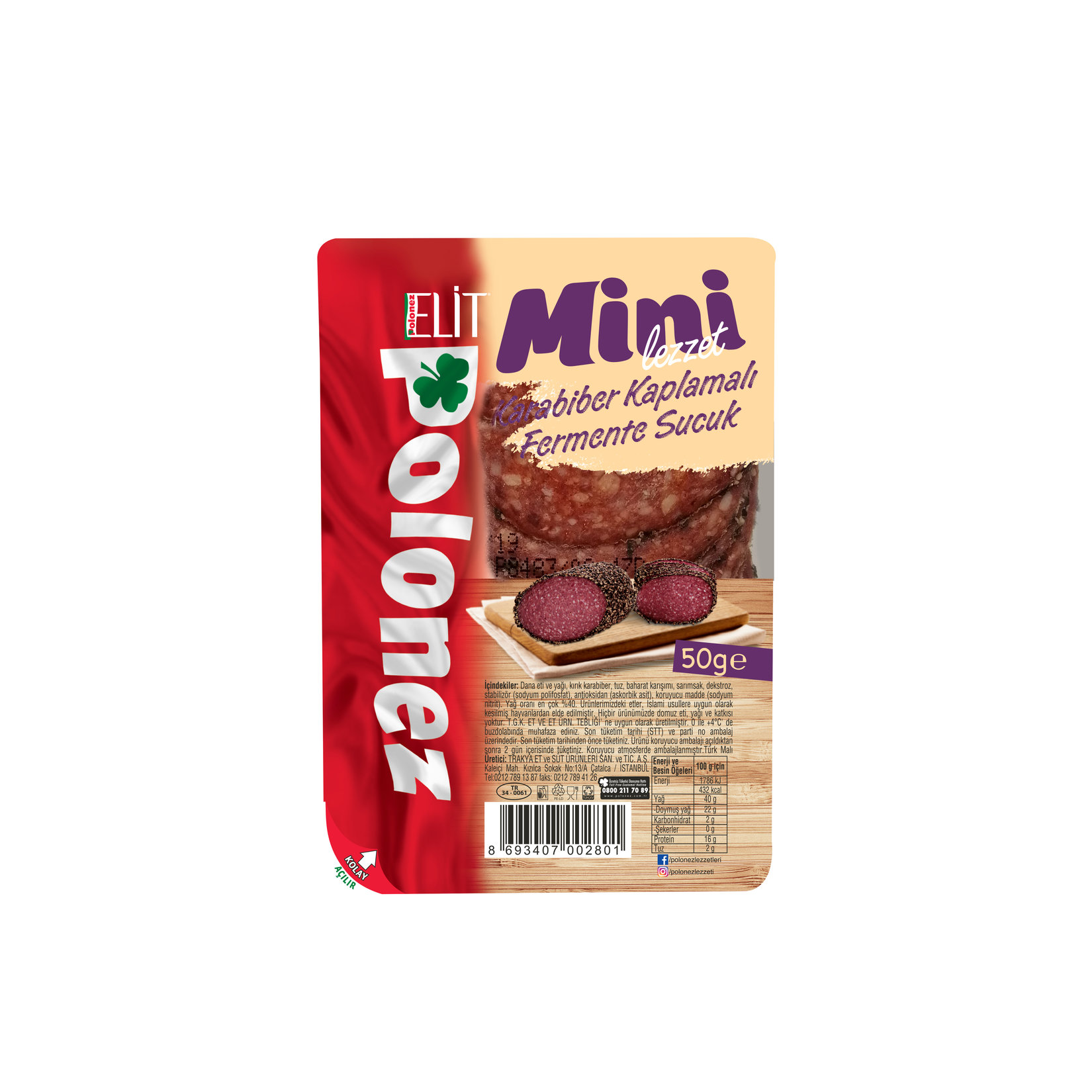 Polonez Karabiber Kaplamalı Sucuk 50 G