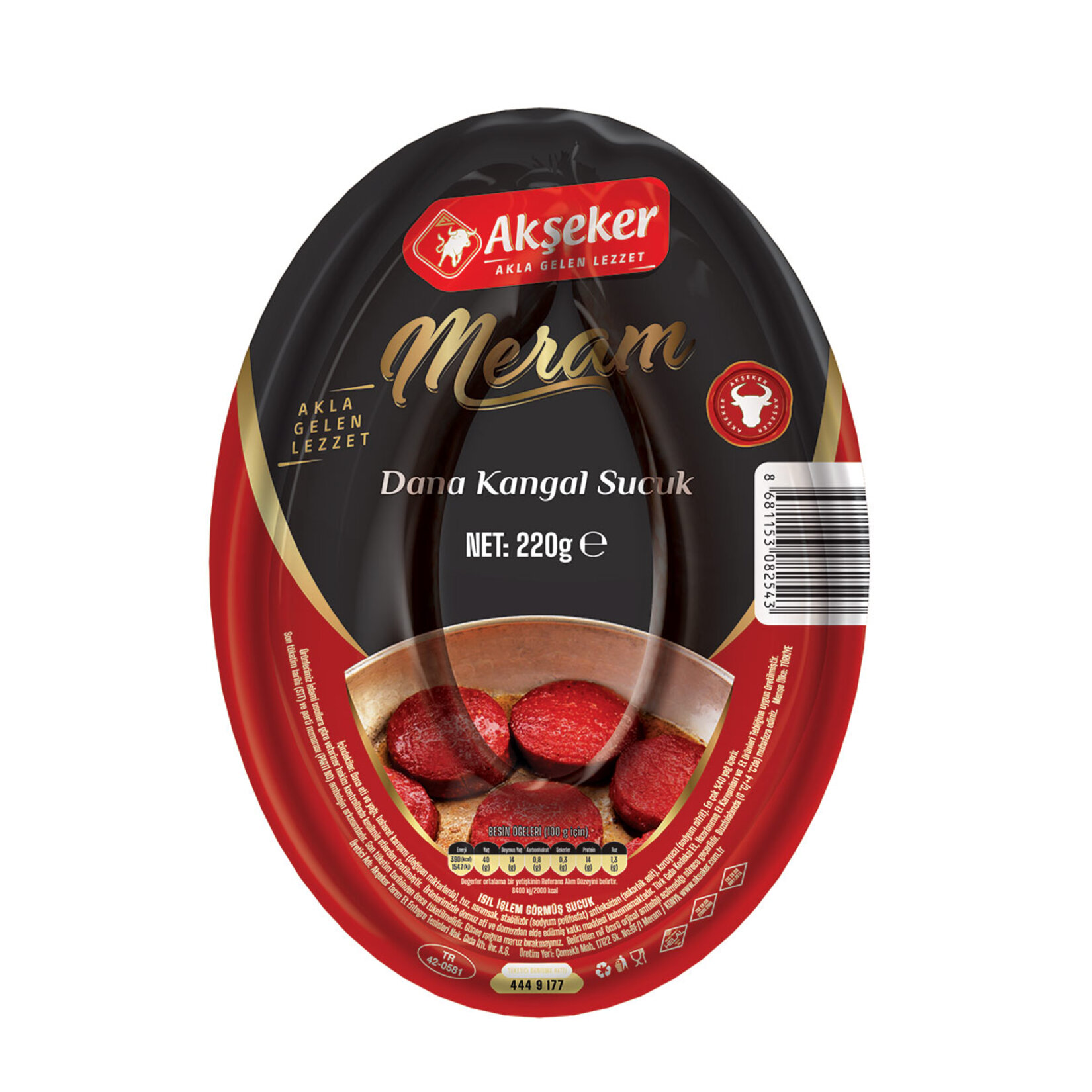 Akşeker Isıl İşlem Görmüş Dana Kangal Sucuk 220 G