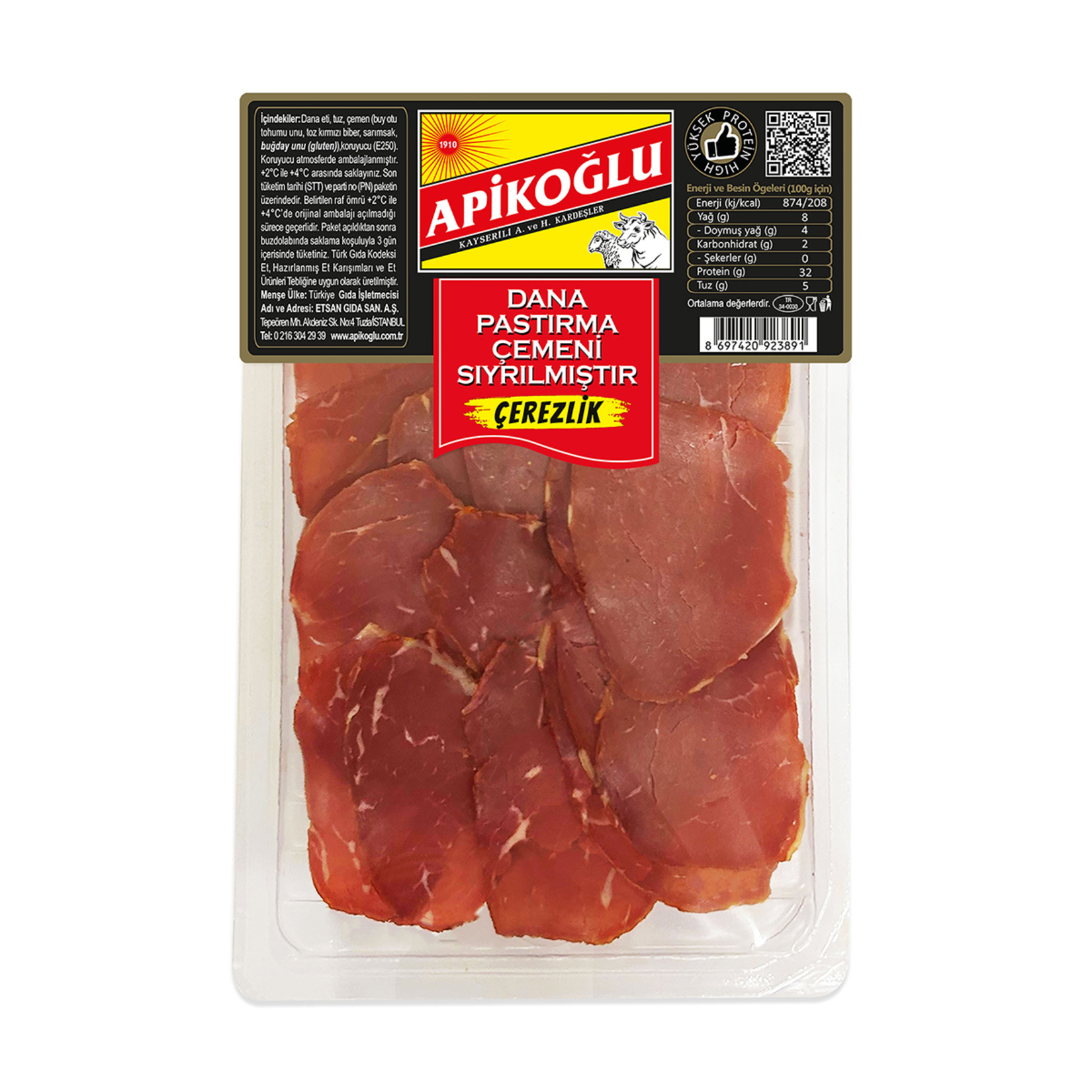 Apikoğlu Dana Pastırma Çemeni Sıyrılmış Çerezlik 70 G