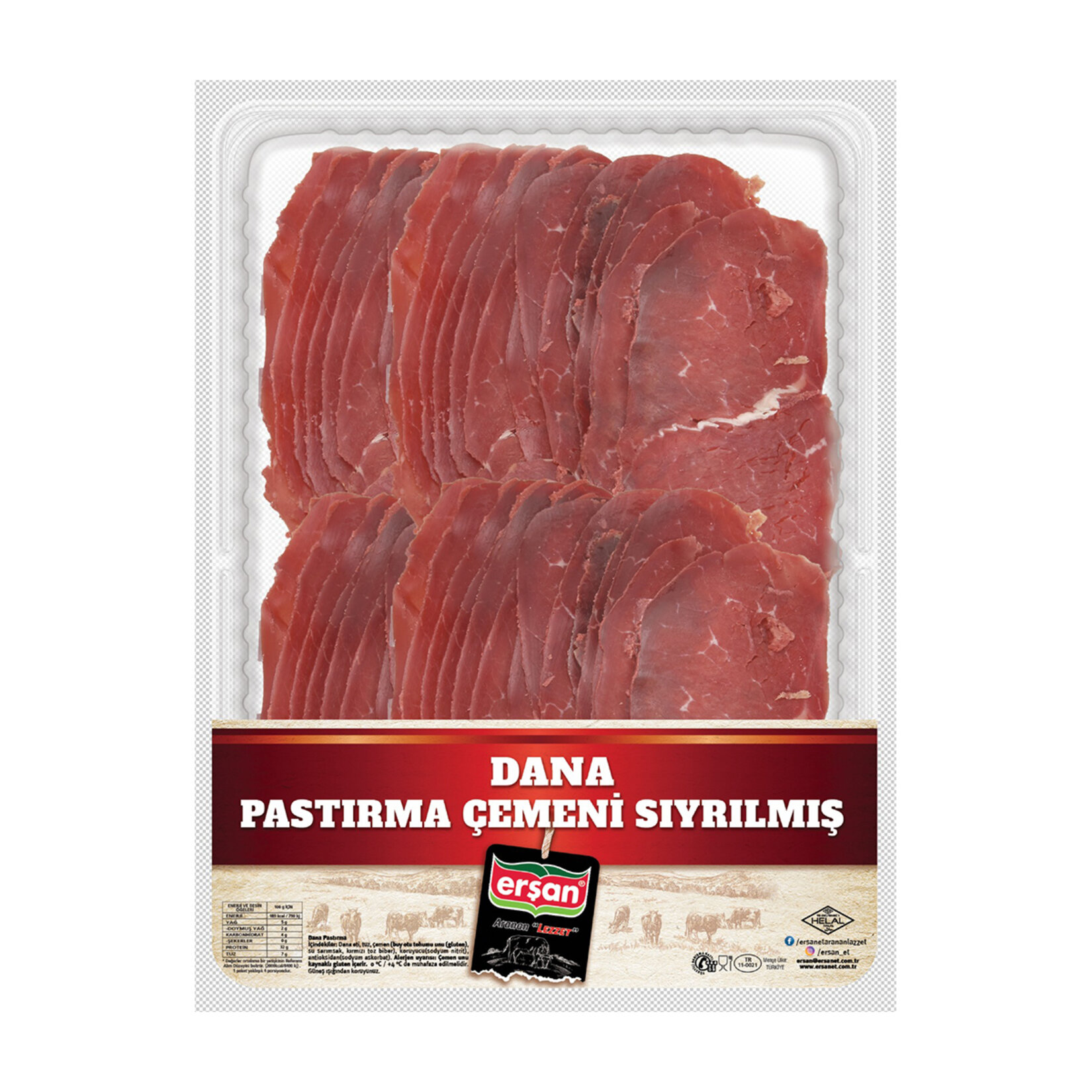 Erşan Çemeni Sıyrılmış Dilimli Dana Pastırma Kg