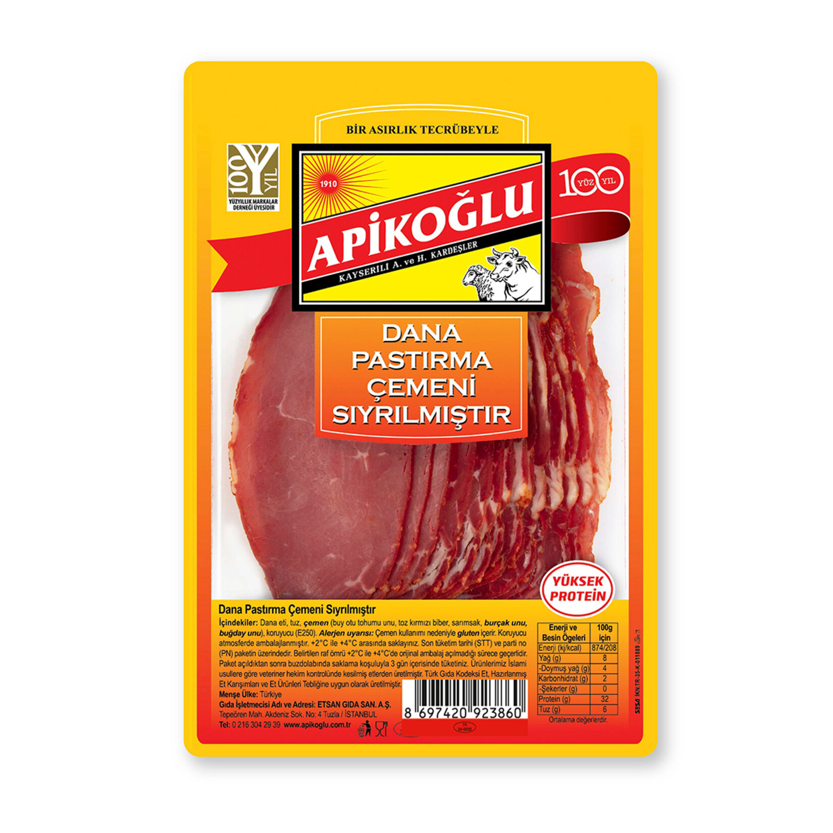 Apikoğlu Dana Pastırma Çemeni Sıyrılmış 90 G