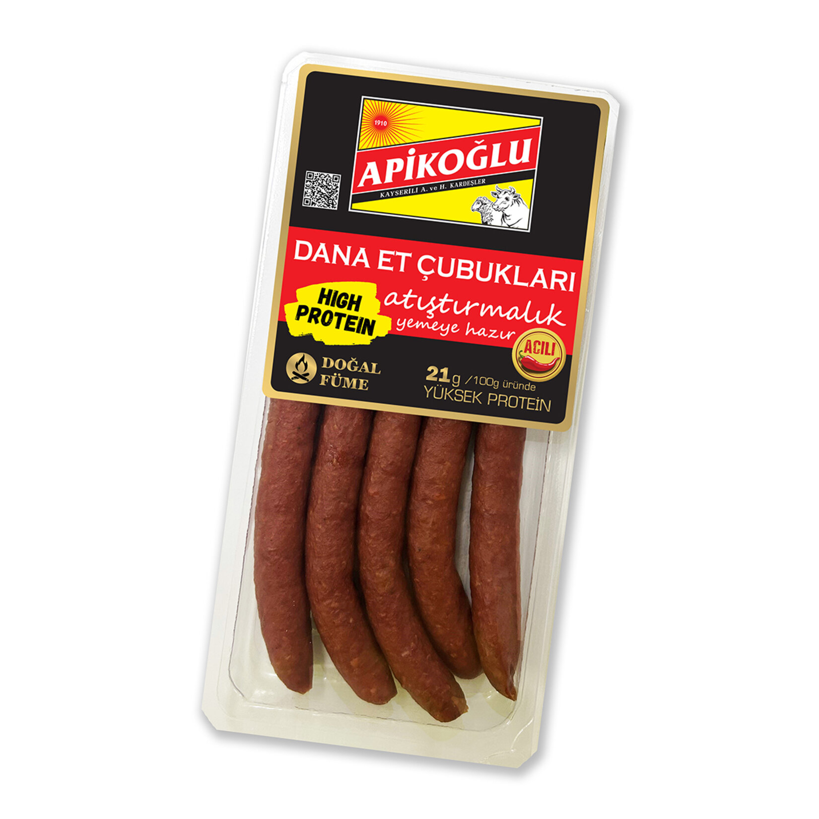 Apikoğlu Acılı Dana Et Çubukları Atıştırmalık 110 G