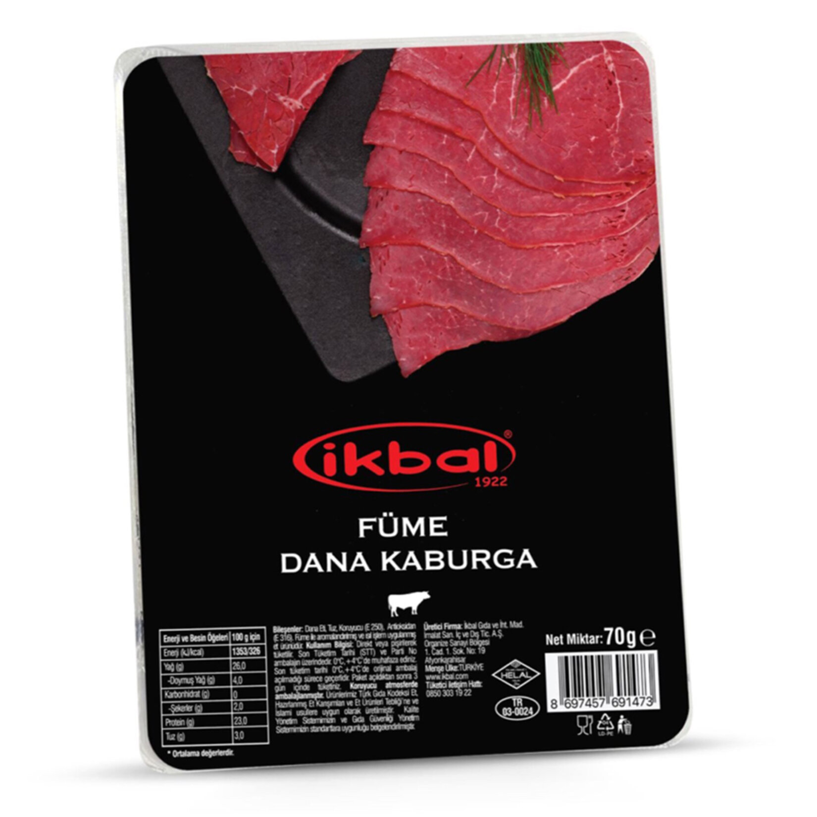İkbal Füme Dana Kaburga Dilimli 70 G