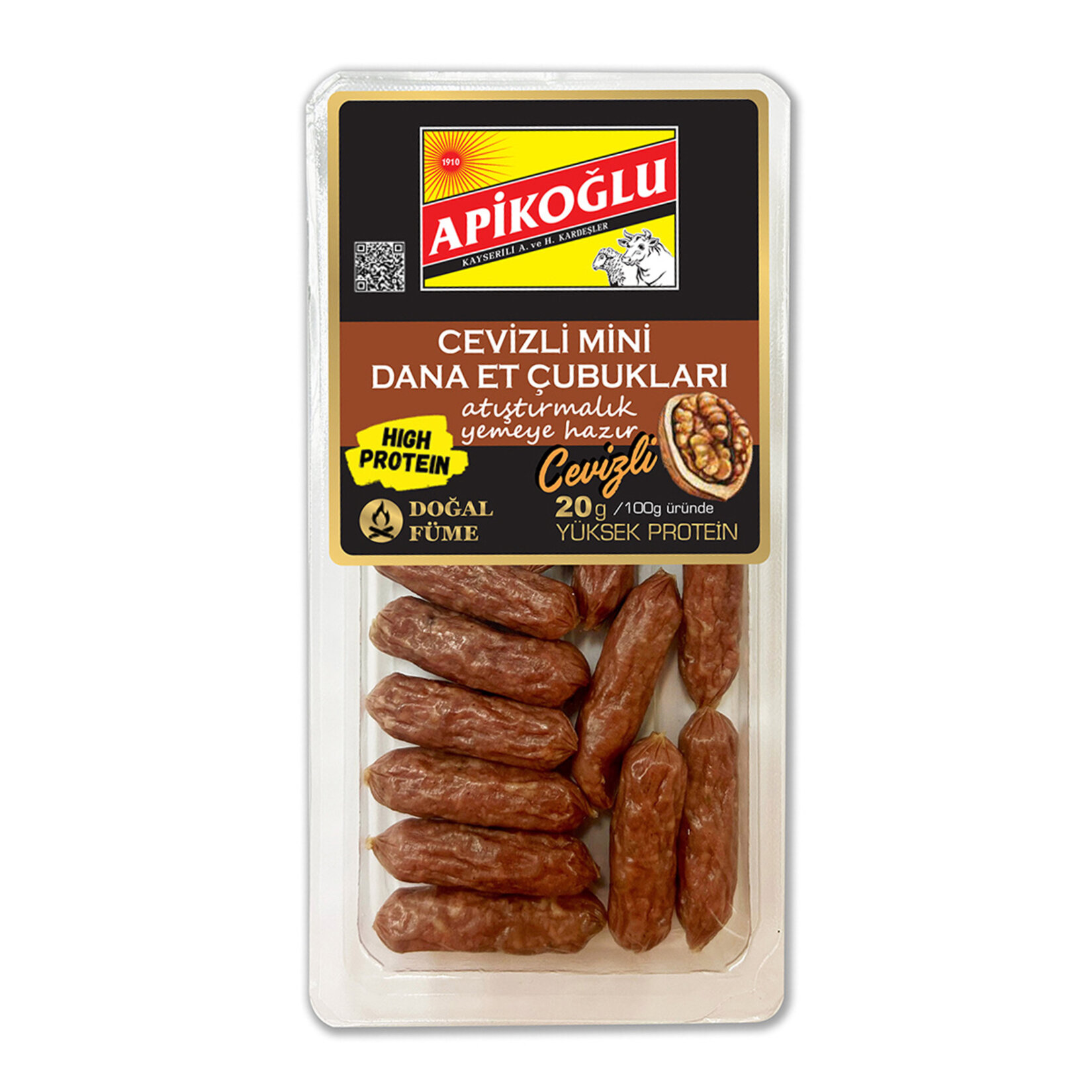 Apikoğlu Cevizli Mini Dana Et Çubukları 110 G