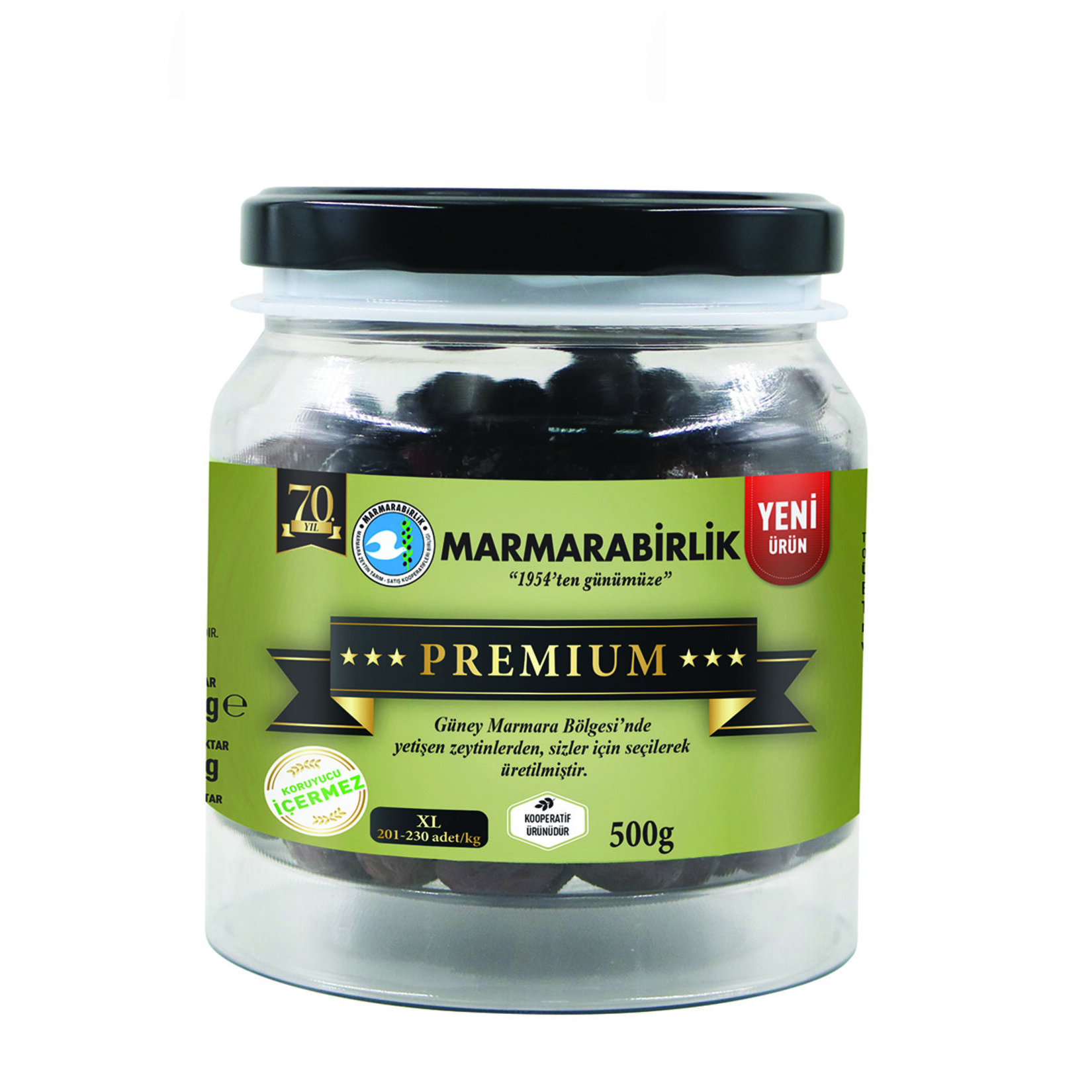 Marmarabirlik Premium Xl 201-230 Yağlı Siyah Zeytin.510 G