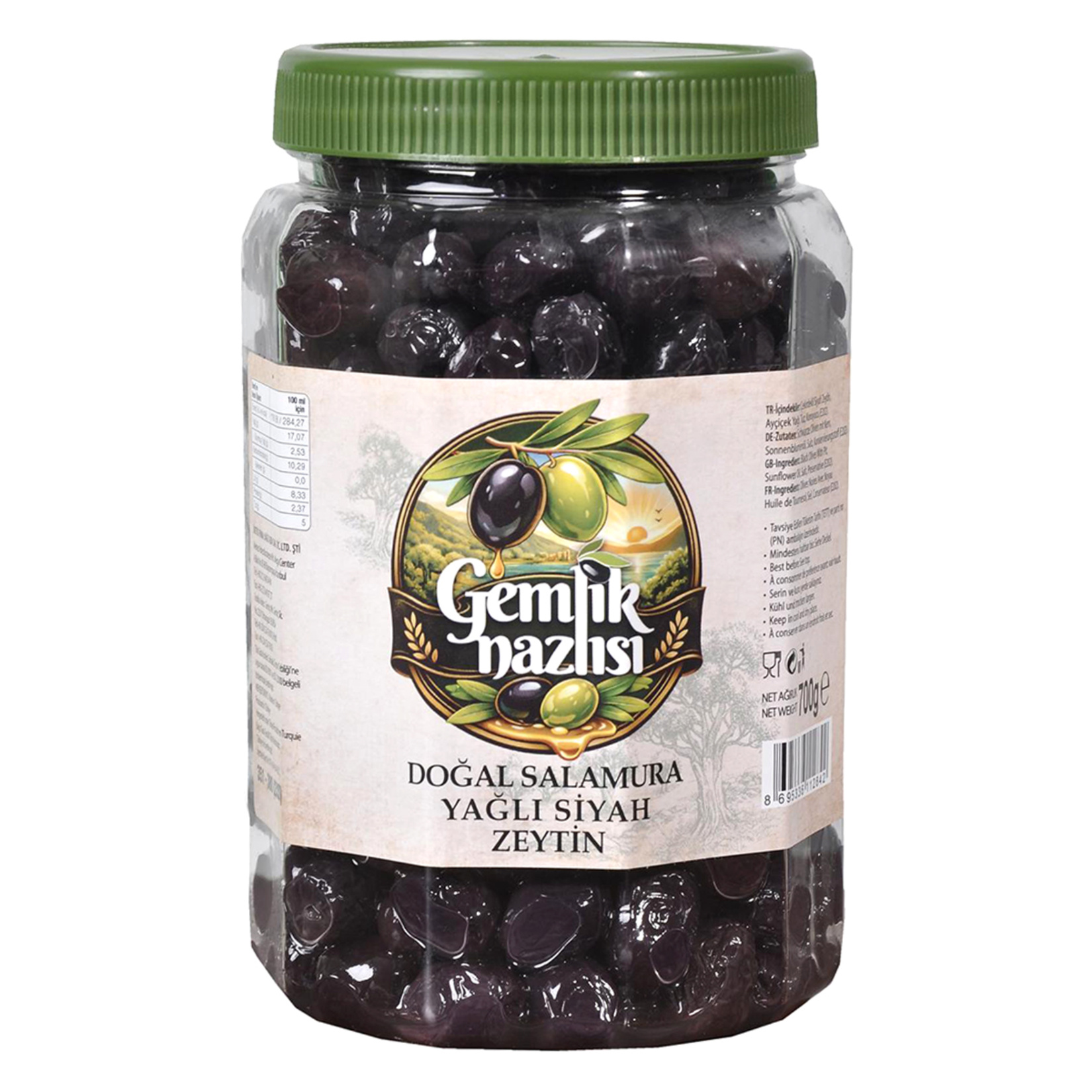 Gemlik Nazlısı Doğal Salamura Siyah Zeytin 351-380 700 G