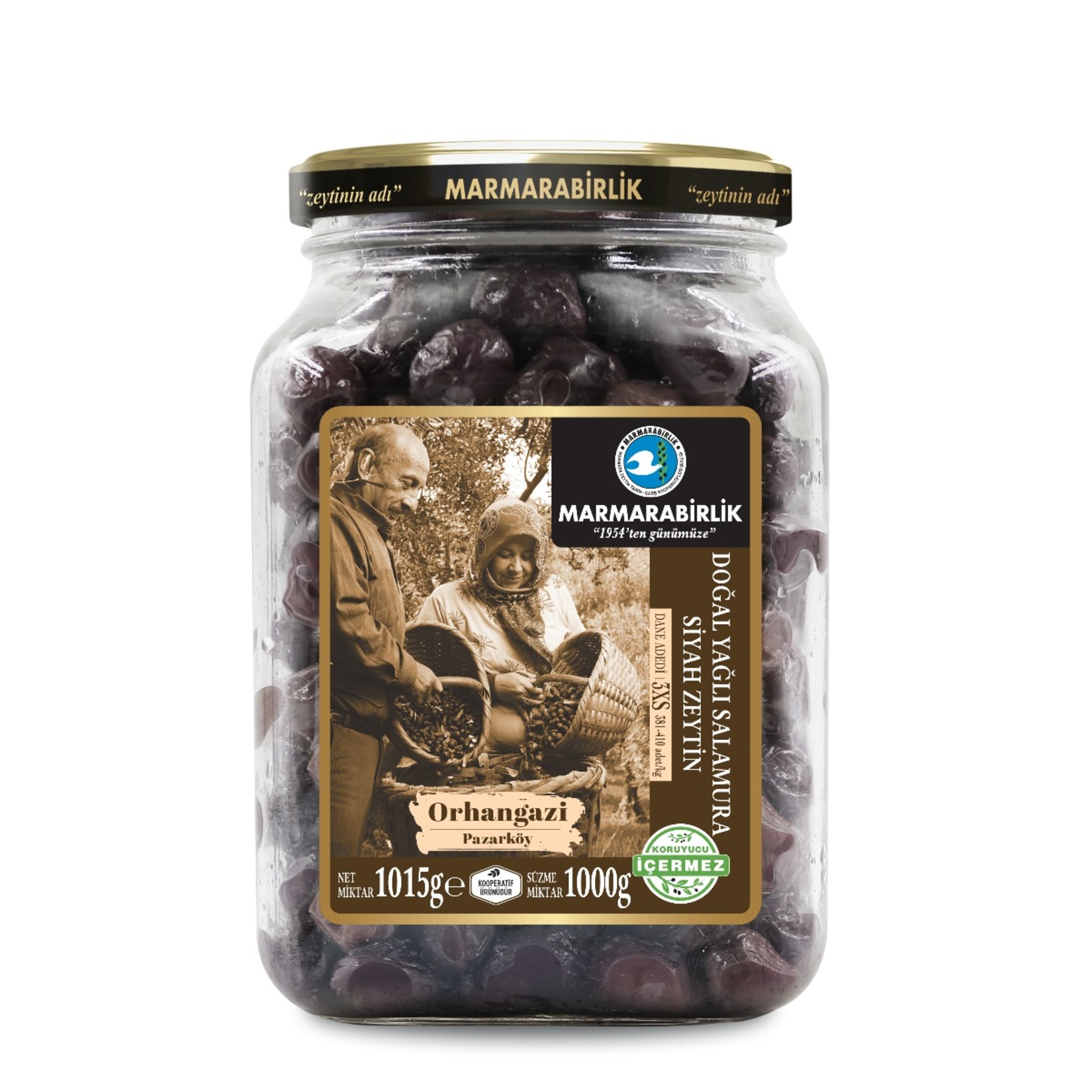 Marmarabirlik Doğal Yağlı Salamura Siyah Zeytin Cam 1.015 G