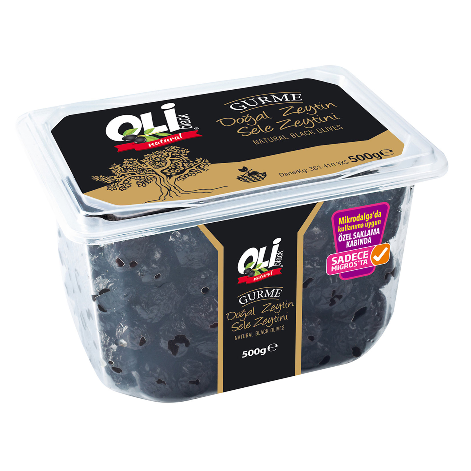 Oliblack Gurme Kuru Sele Zeytin 381-410 Ad/kg 500 G