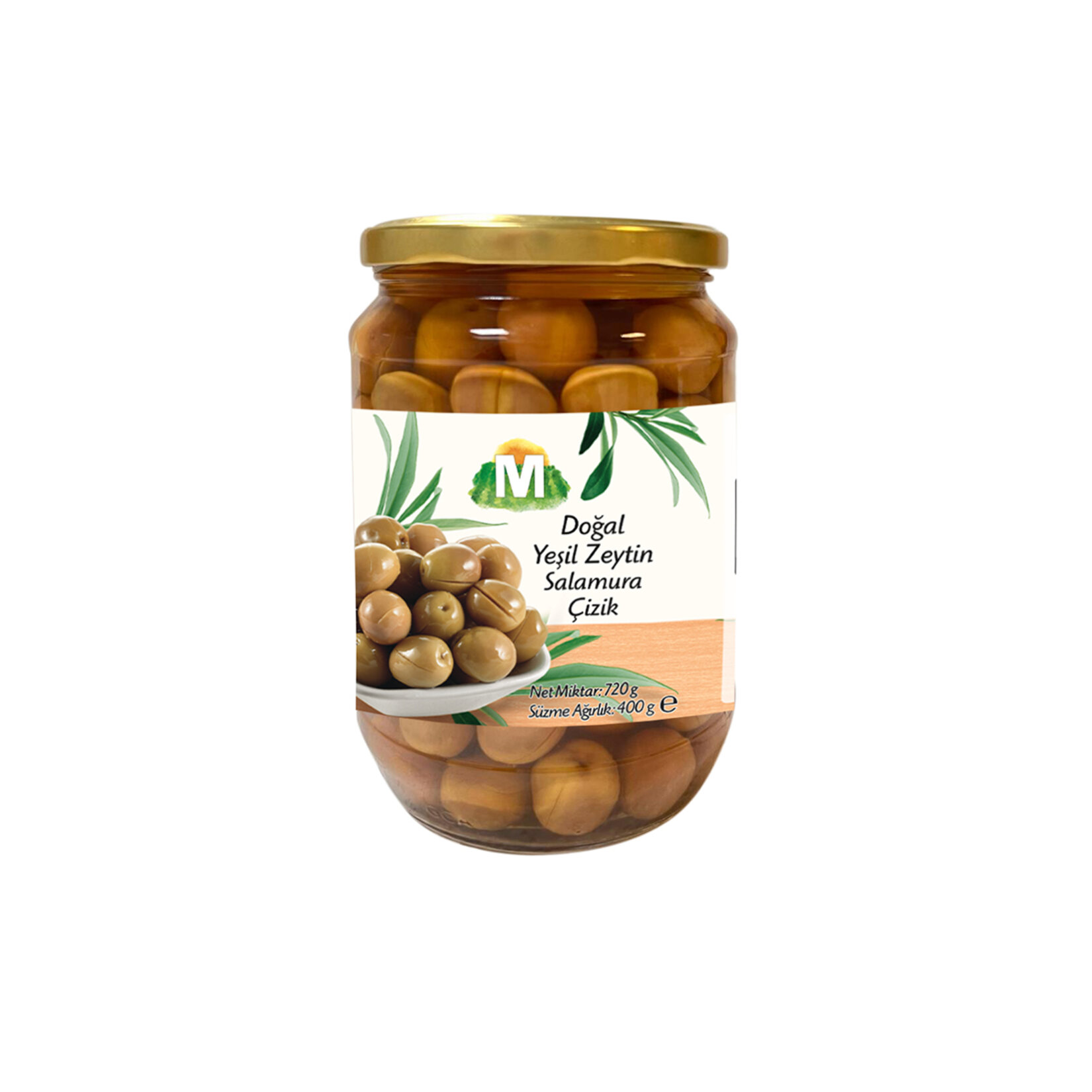 Migros Doğal Salamura Yeşil Çizik Zeytin 291-320Ad/kg720g