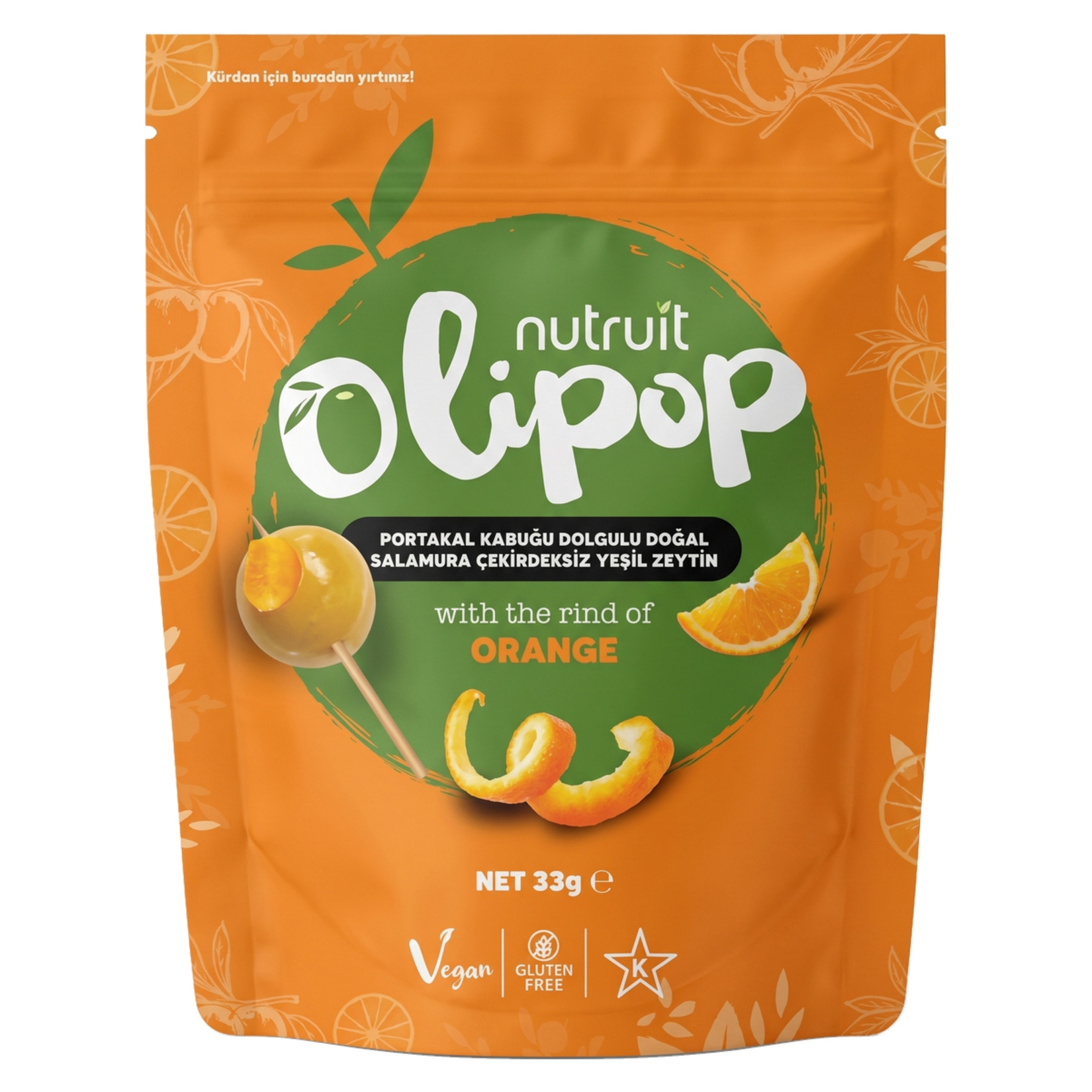 Nutruit Olipop Portakal Kabuğu Dolgulu Yeşil Zeytin 33 G