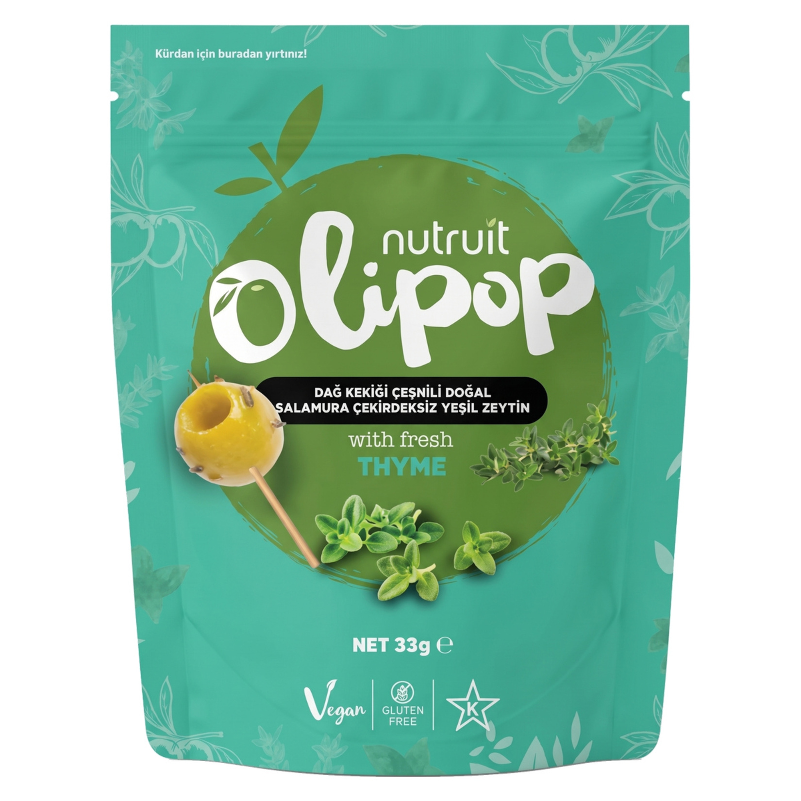 Nutruit Olipop Dağ Kekiği Çeşnili Yeşil Zeytin 33 G