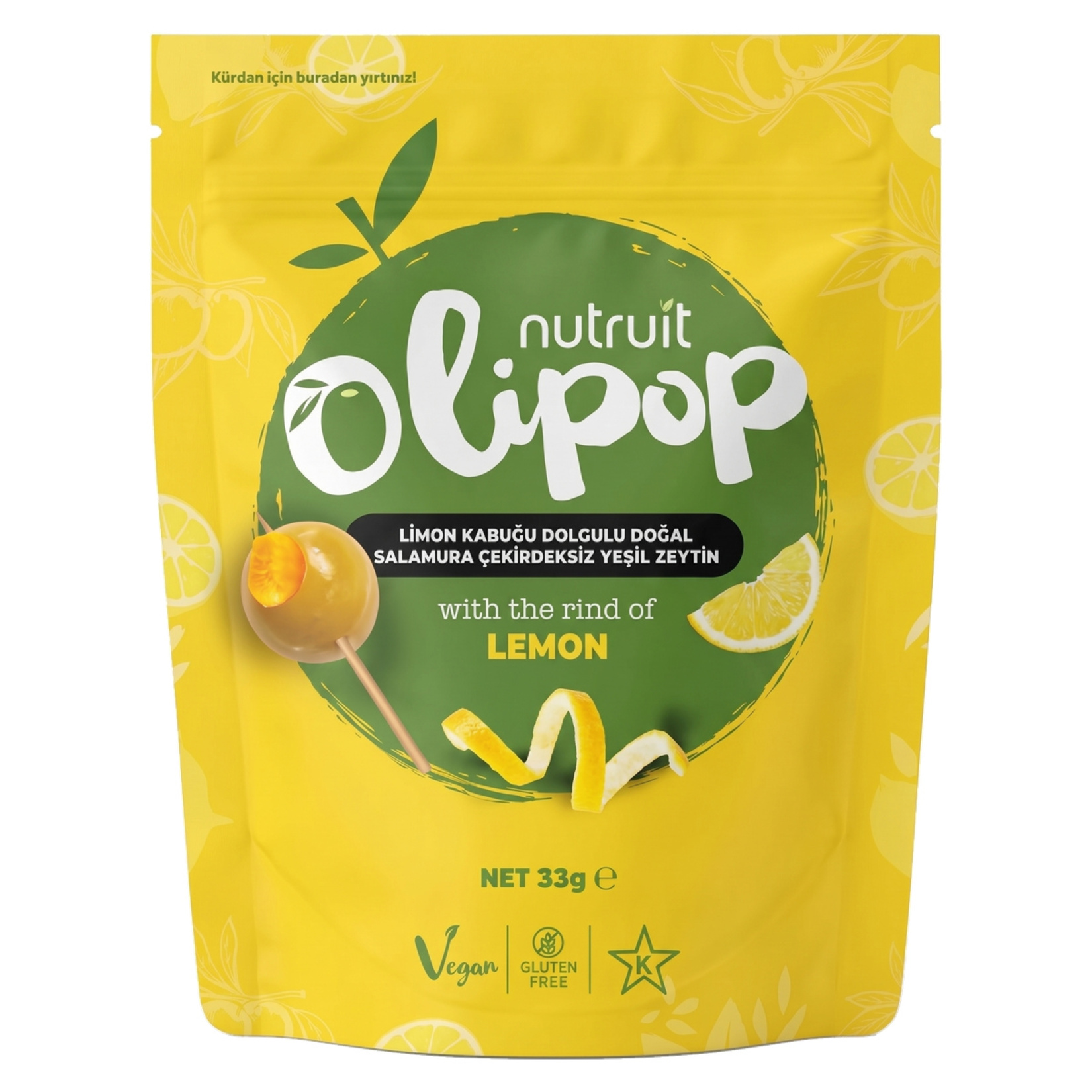 Nutruit Olipop Limon Kabuğu Dolgulu Yeşil Zeytin 33 G