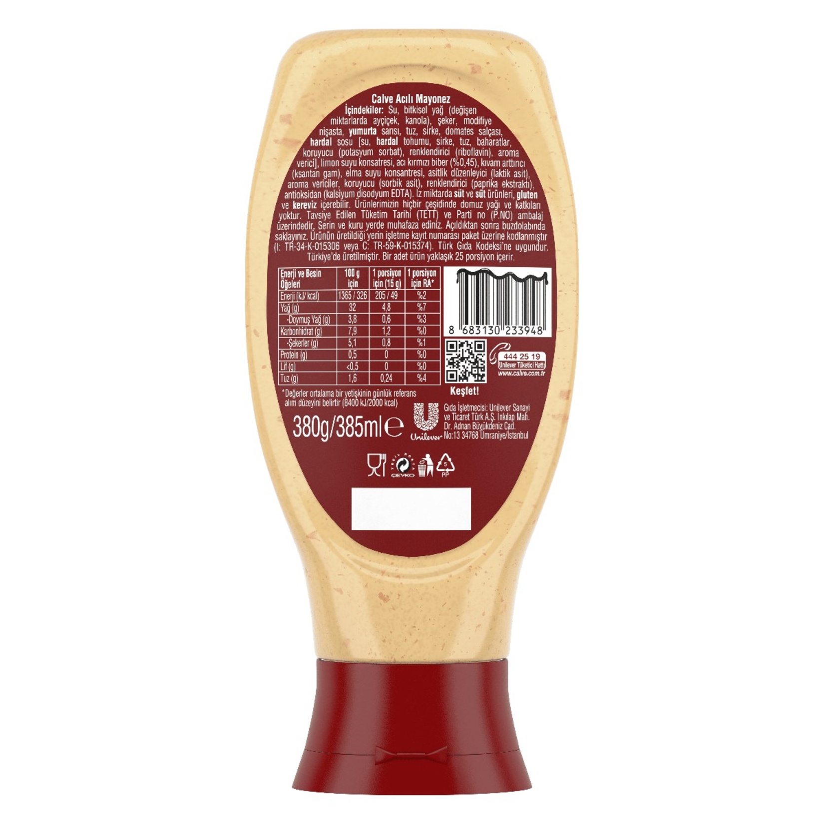 Calve Acılı Mayonez 380 G - Görsel 2