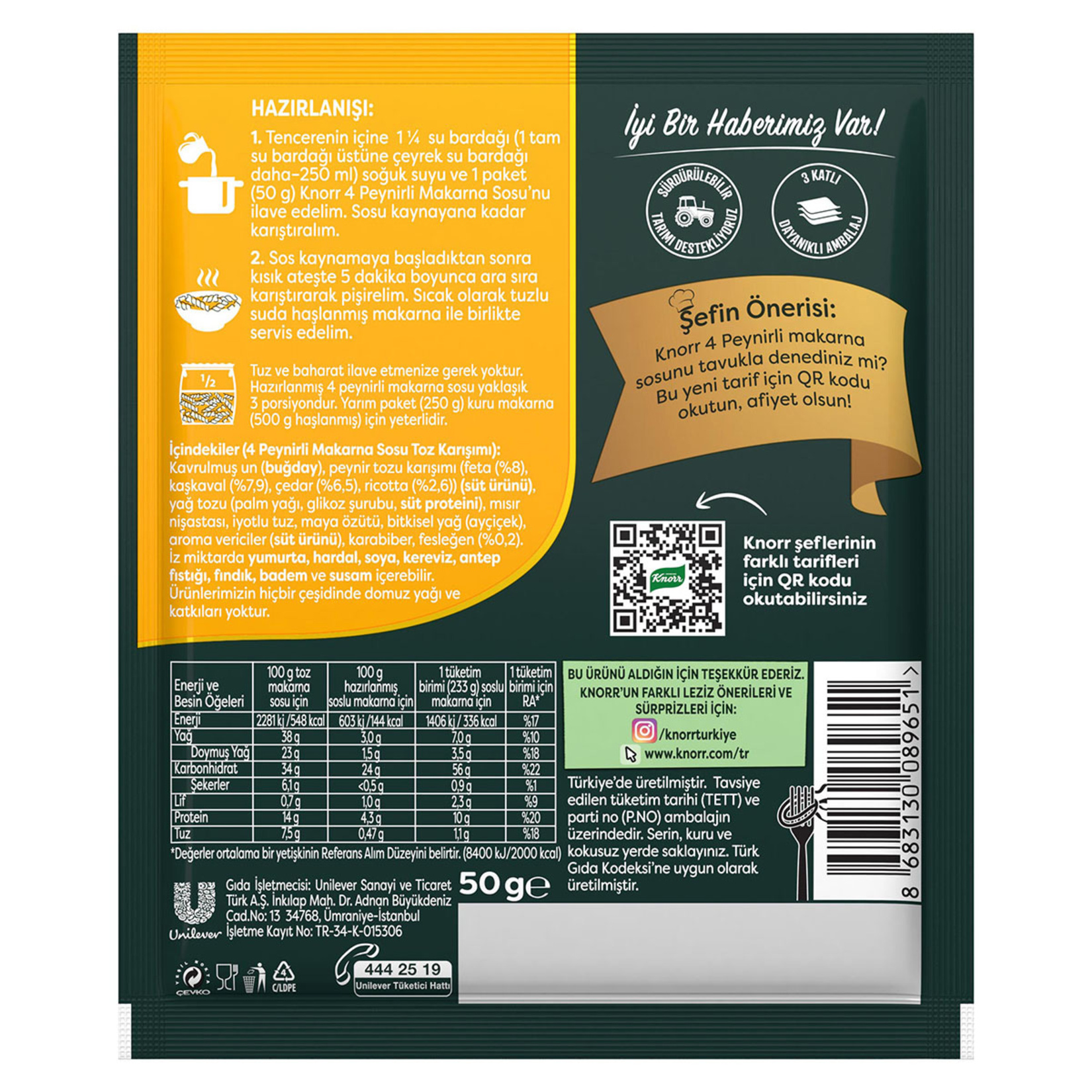 Knorr 4 Peynirli Makarna Sosu 50 G - Görsel 5