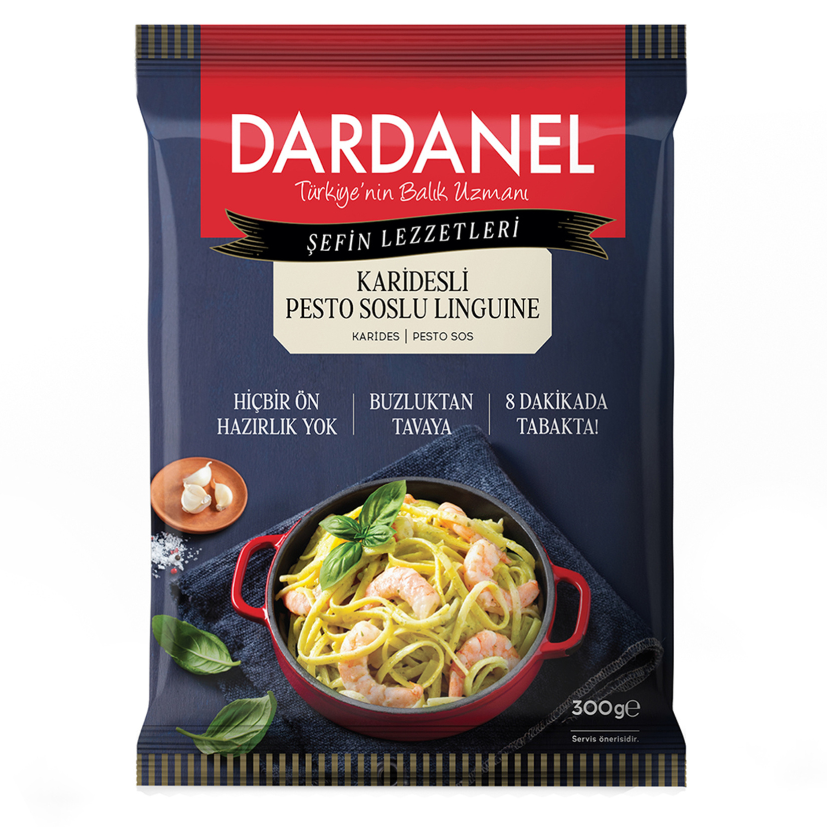 Dardanel Kolay Pişir Karidesli Pesto Soslu Linguine 300G - Görsel 1