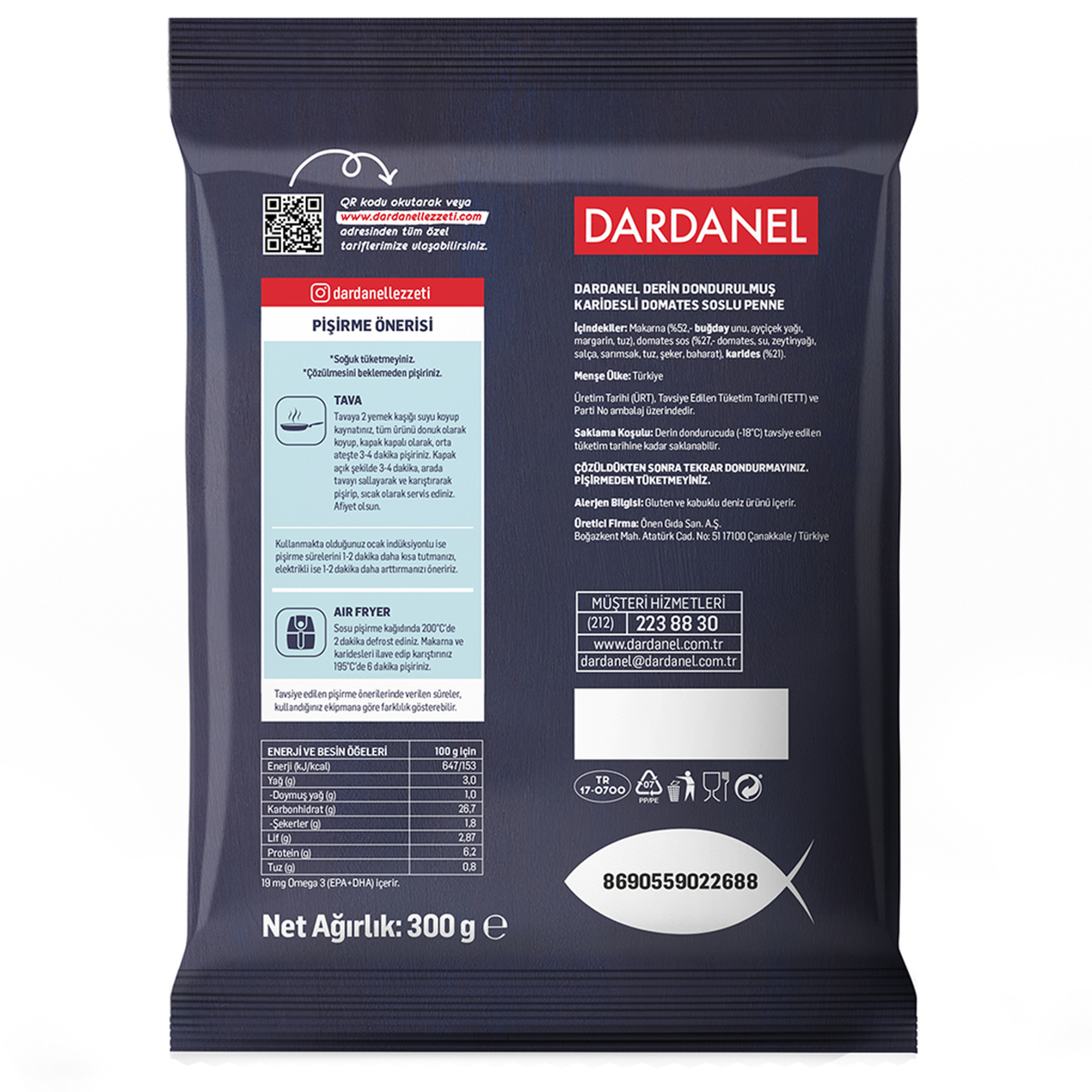 Dardanel Kolay Pişir Karidesli Domates Soslu Penne 300G - Görsel 2