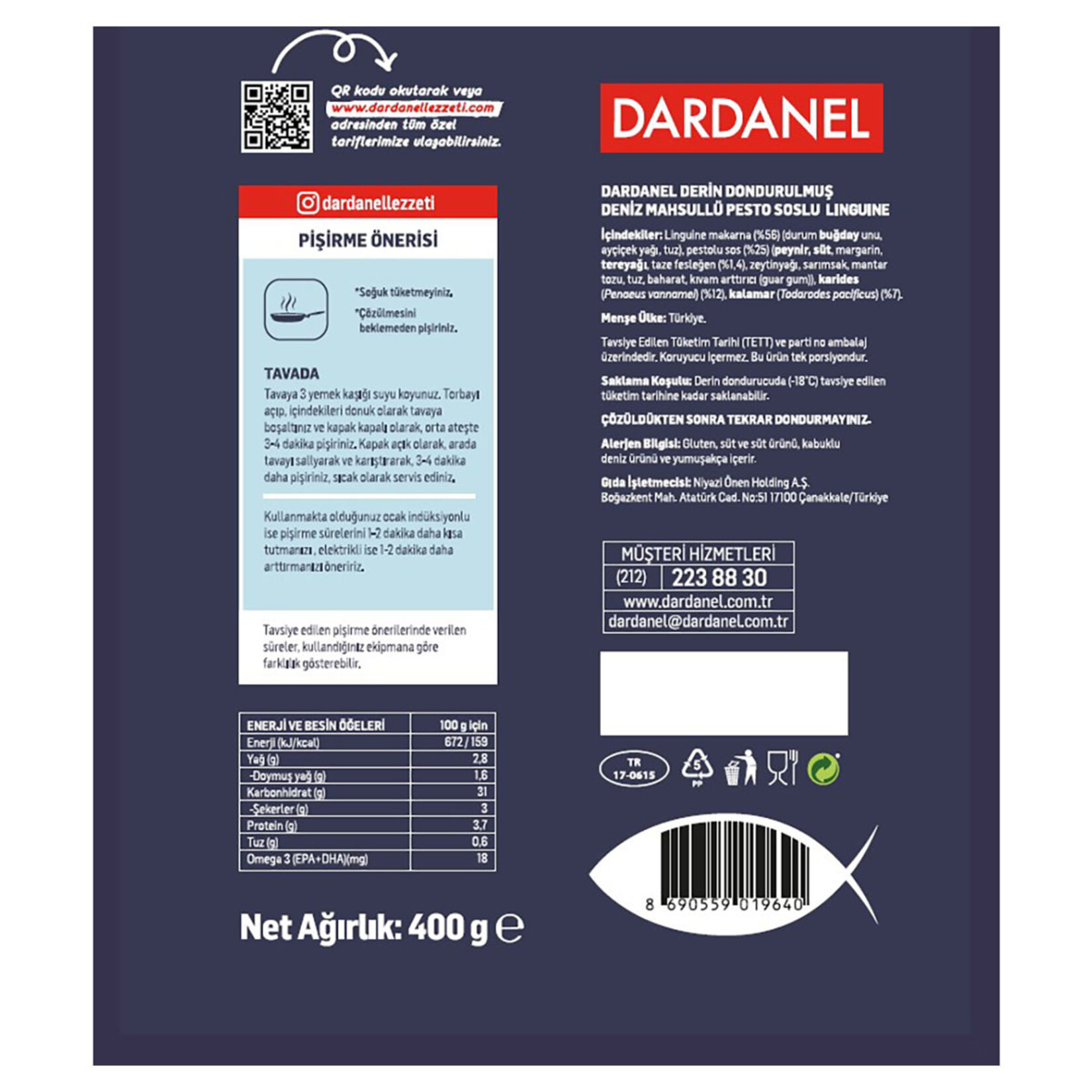 Dardanel Deniz Mahsullü Pesto Soslu Linguine 400 G - Görsel 2