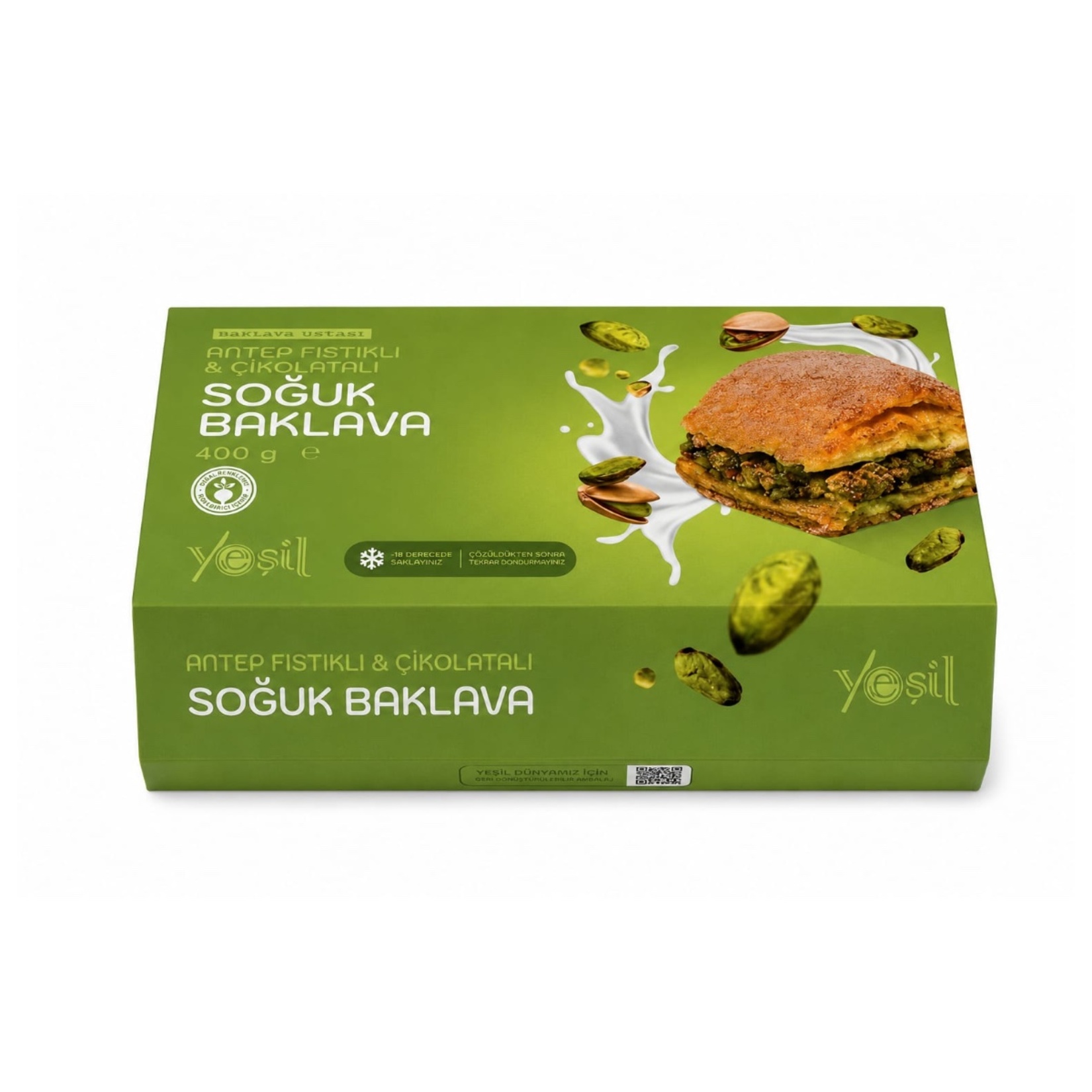 Yeşil Fıstıklı Çikolatalı Soğuk Baklava 400 G