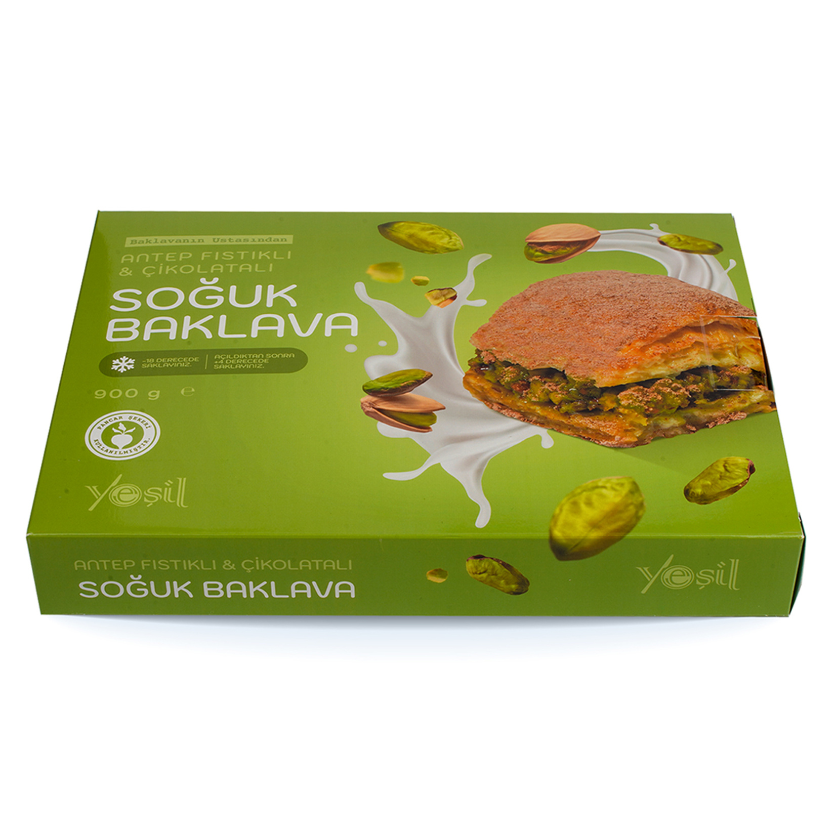 Yeşil Antep Fıstıklı Çikolatalı Soğuk Baklava 900G
