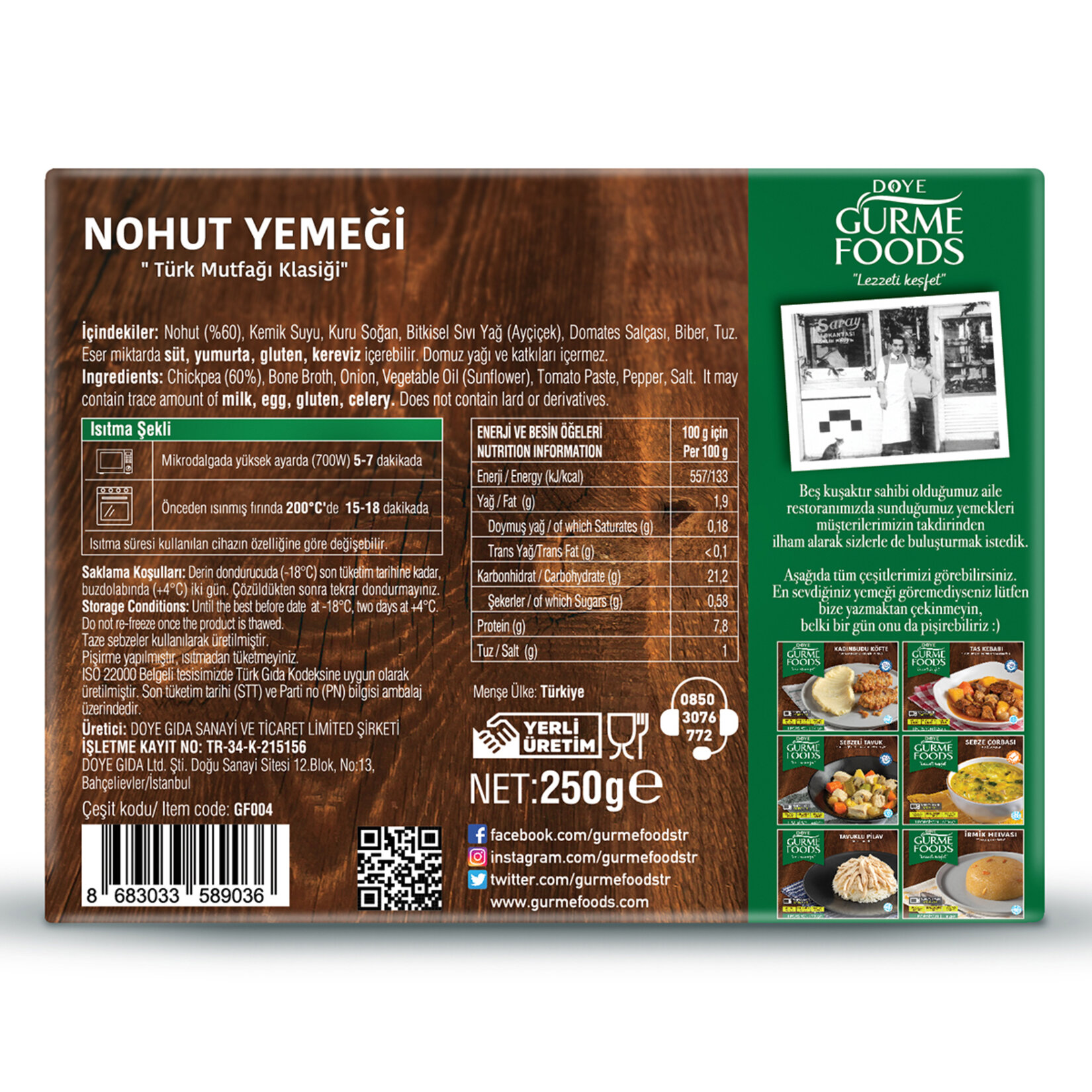 Doye Gurmefoods Dondurulmuş Nohut Yemeği 250 G - Görsel 2