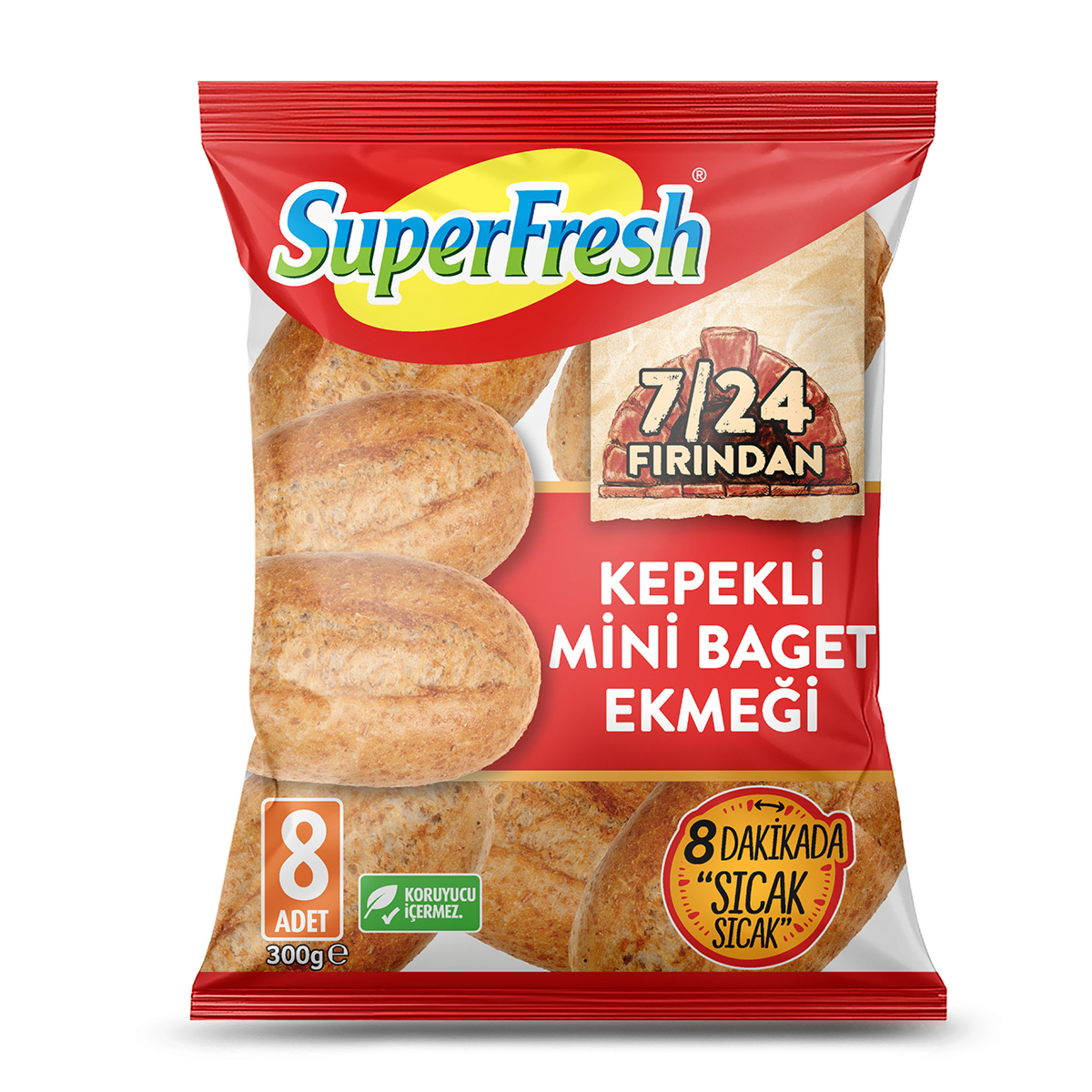 SuperFresh 7/24 Fırından Kepekli Mini Baget Ekmeği 300 G - Görsel 1