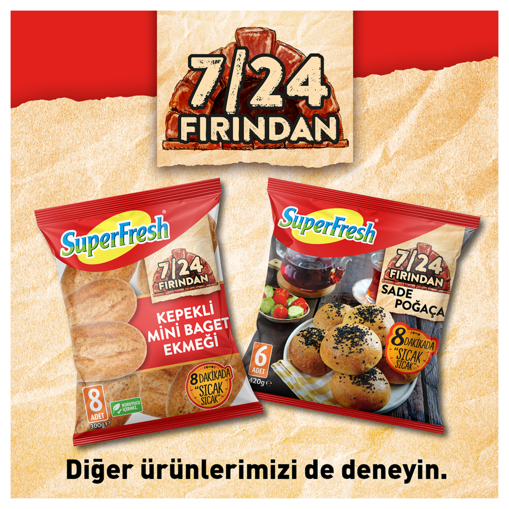 SuperFresh 7/24 Fırından Kepekli Mini Baget Ekmeği 300 G - Görsel 2