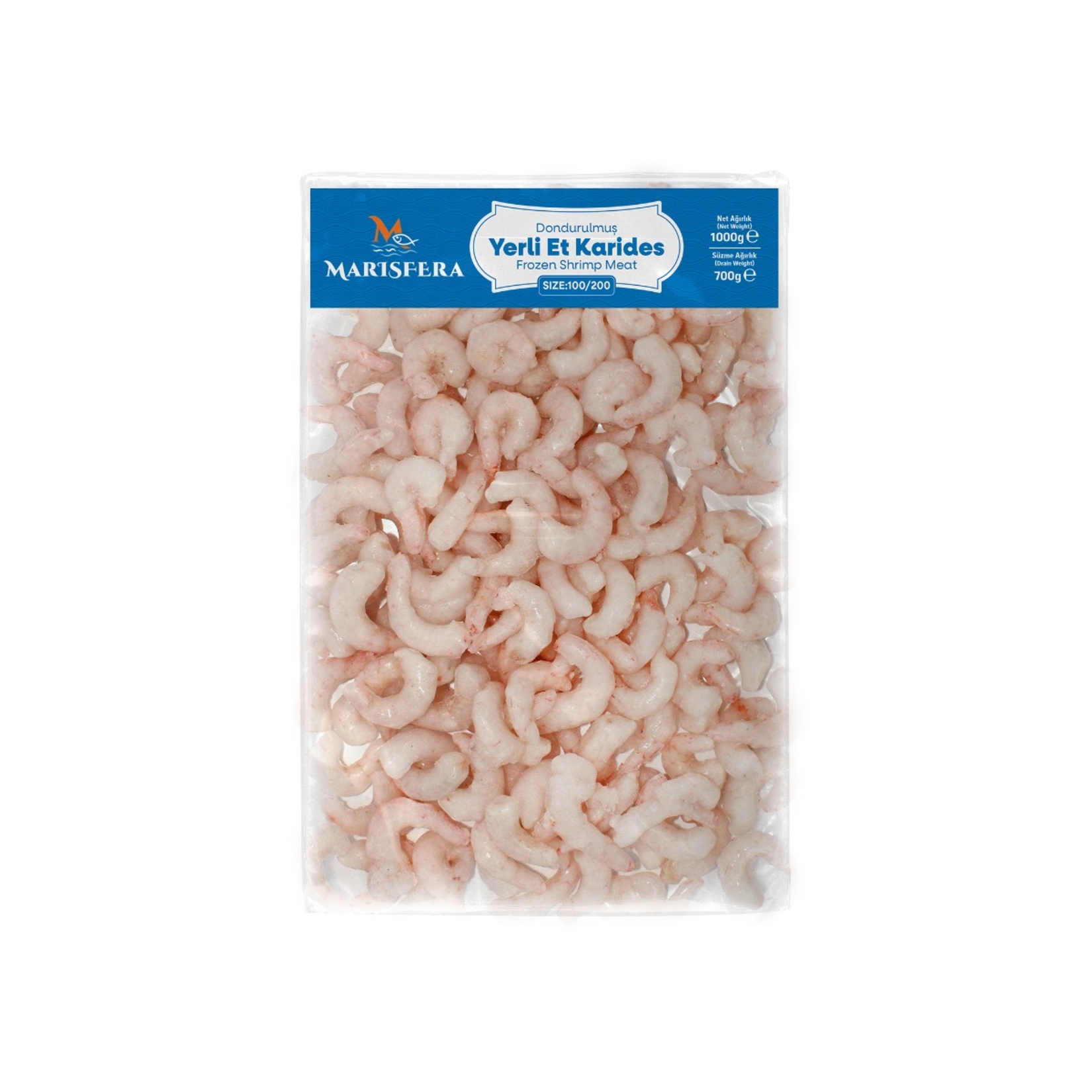 Marisfera Dondurulmuş Yerli Et Karides 100/200 1 Kg