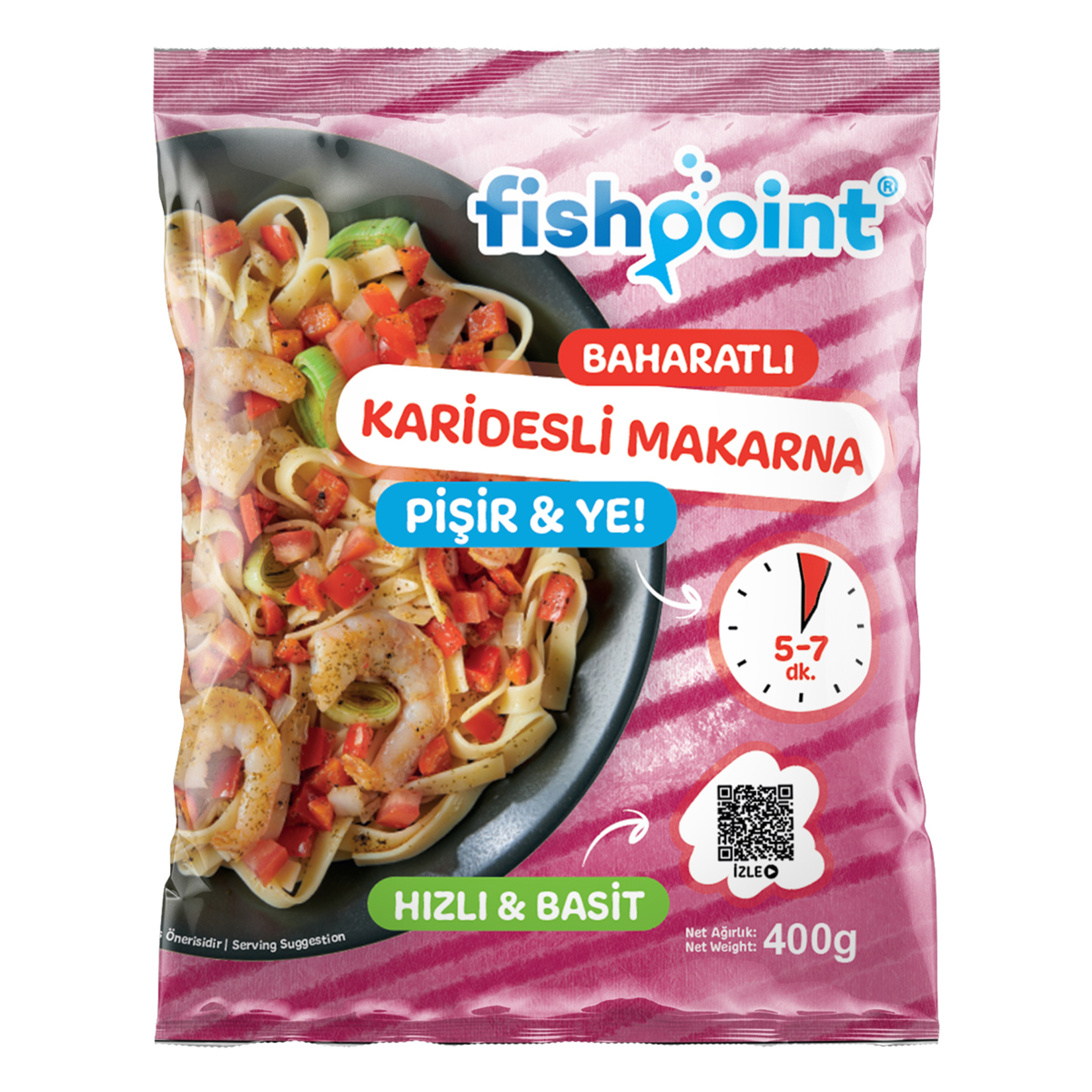 Fish Point Dondurulmuş Baharatlı Karidesli Makarna 400 G