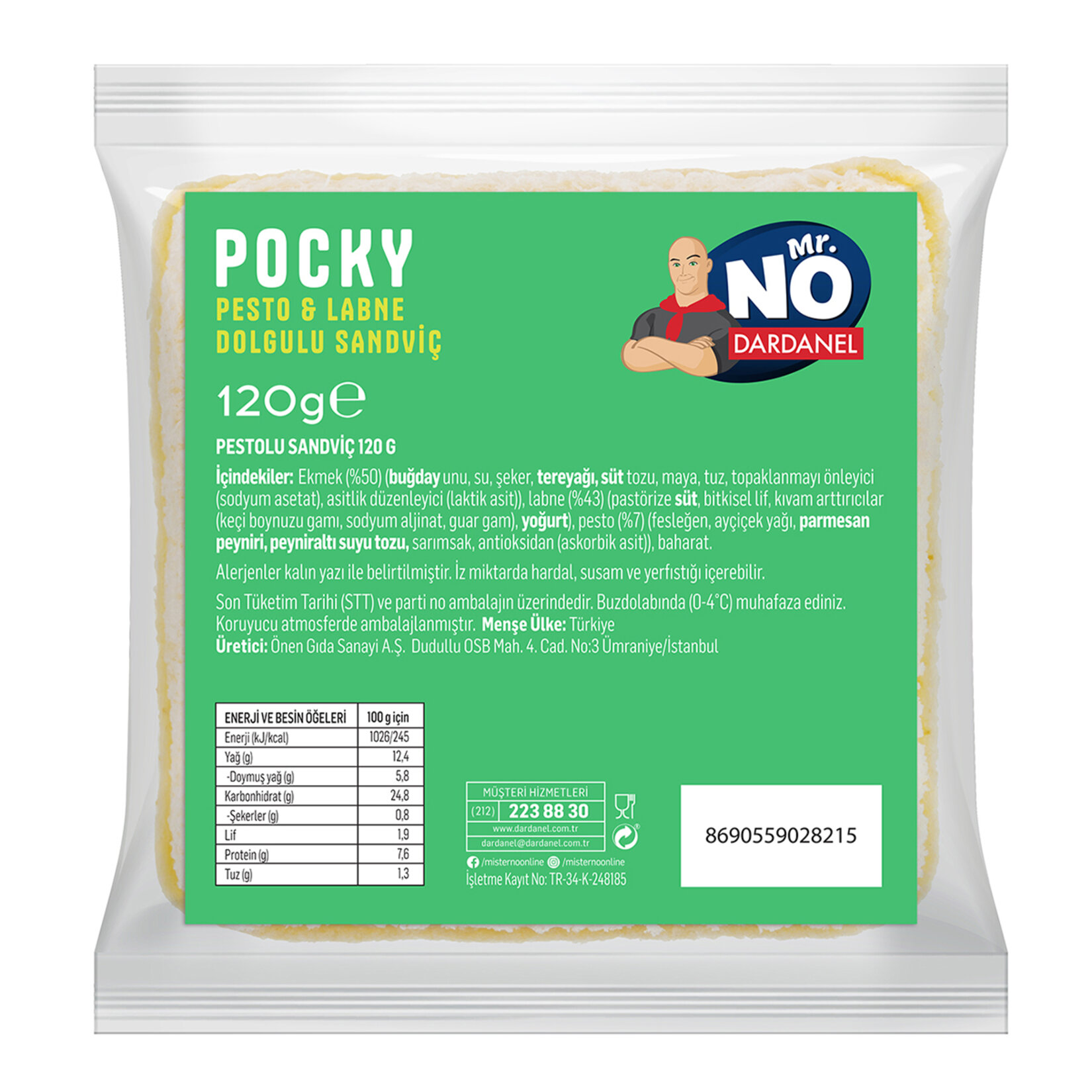 Mr.No Dardanel Pocky Pesto & Labne Dolgulu Sandviç 120 G - Görsel 2