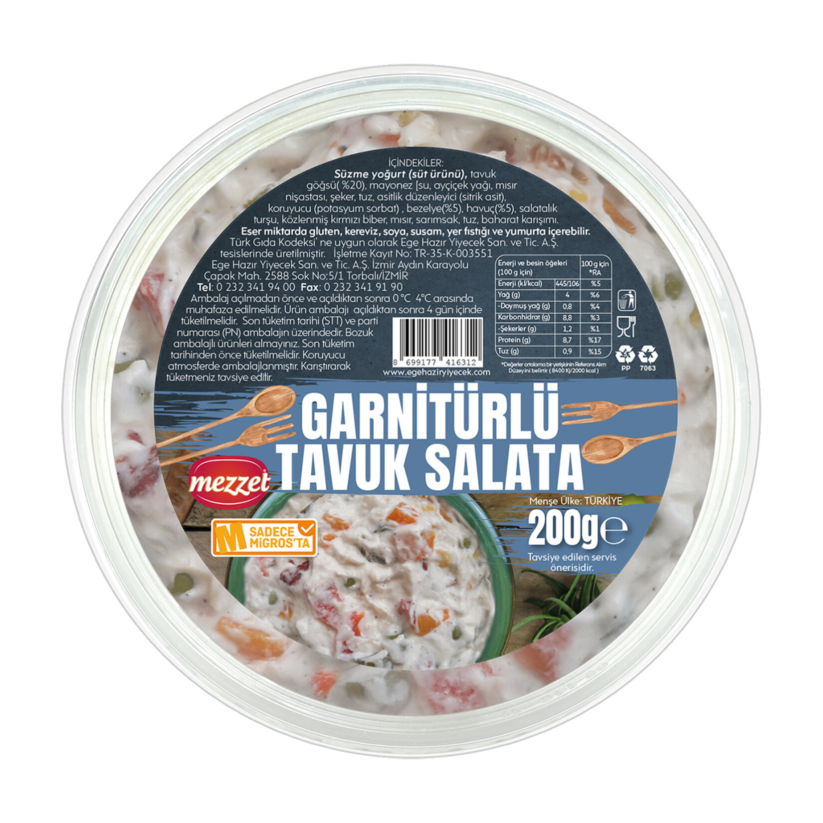 Mezzet Garnitürlü Tavuk Salata 200 G