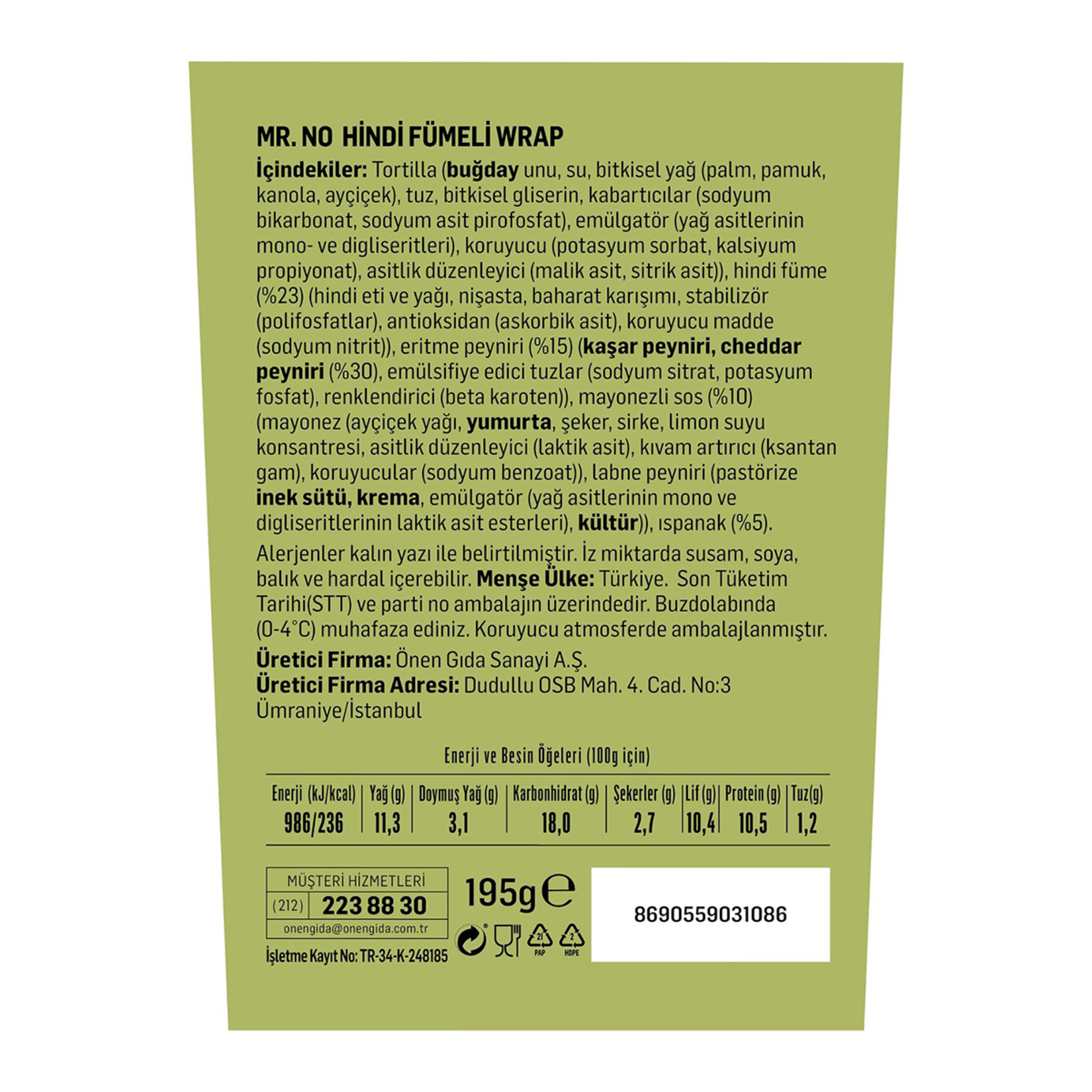 Mr.No Hindi Füme Wrap 195 G - Görsel 2