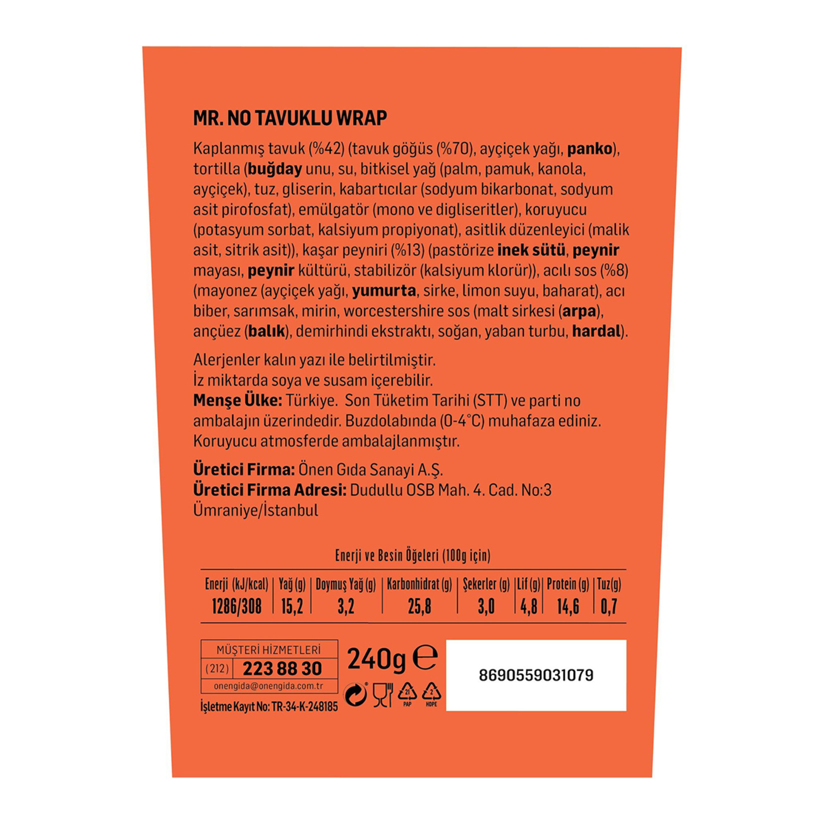 Mr.No Tavuk Wrap 240 G - Görsel 2