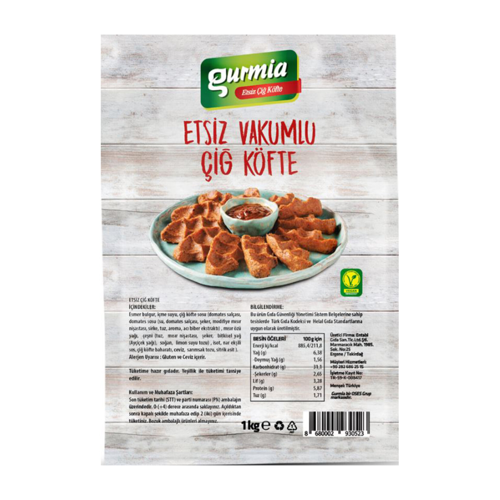 Gurmia Vakumlu Etsiz Çiğ Köfte 1 Kg