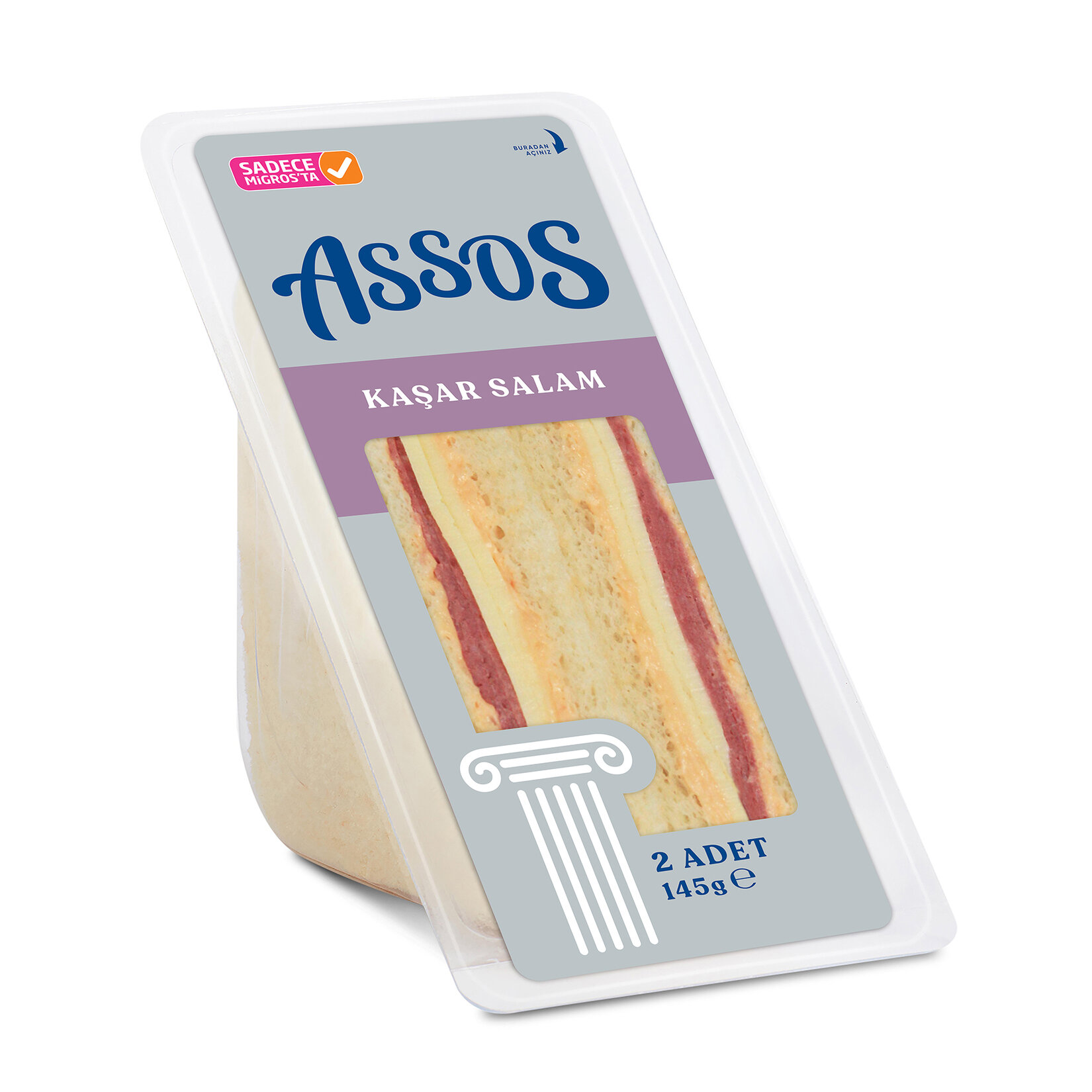 Assos Kaşarlı Salamlı Sandviç 145 G