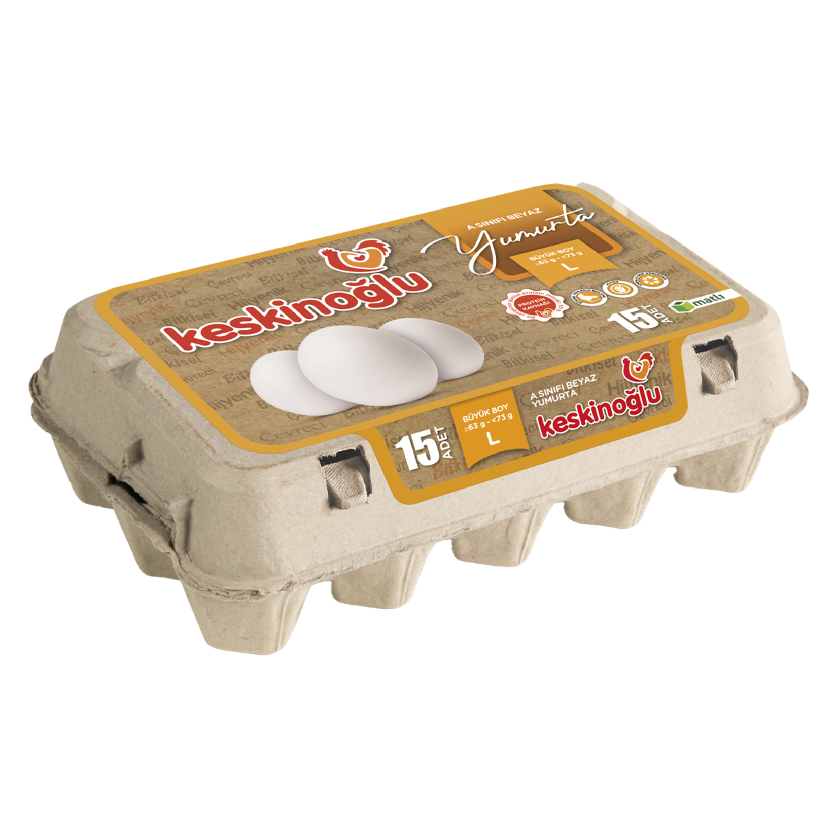 Keskinoglu 15'li L Büyük Boy  Yumurta (63-72 G)