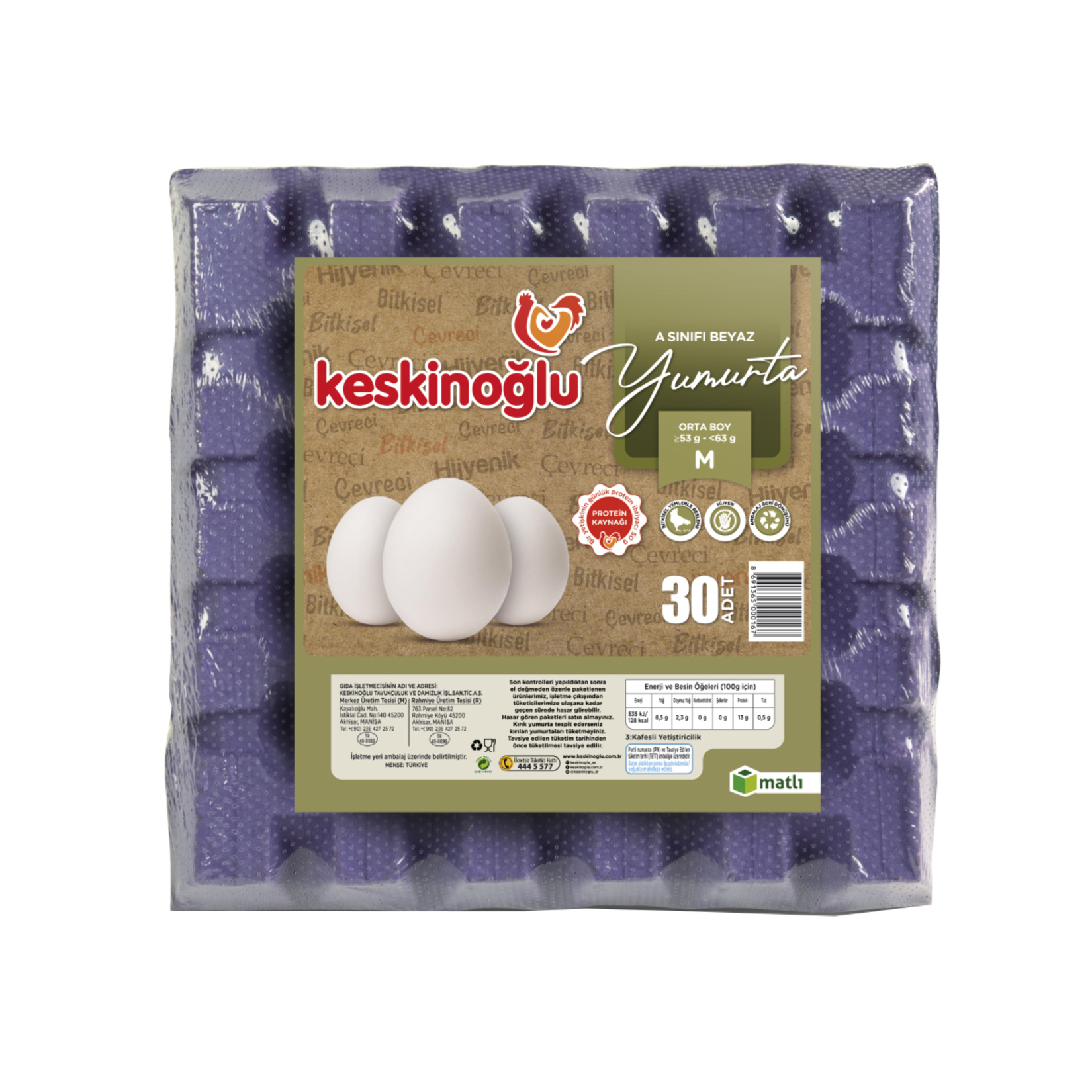 Keskinoğlu M - Orta Boy Yumurta 30'lu ( 53 - 62 G )