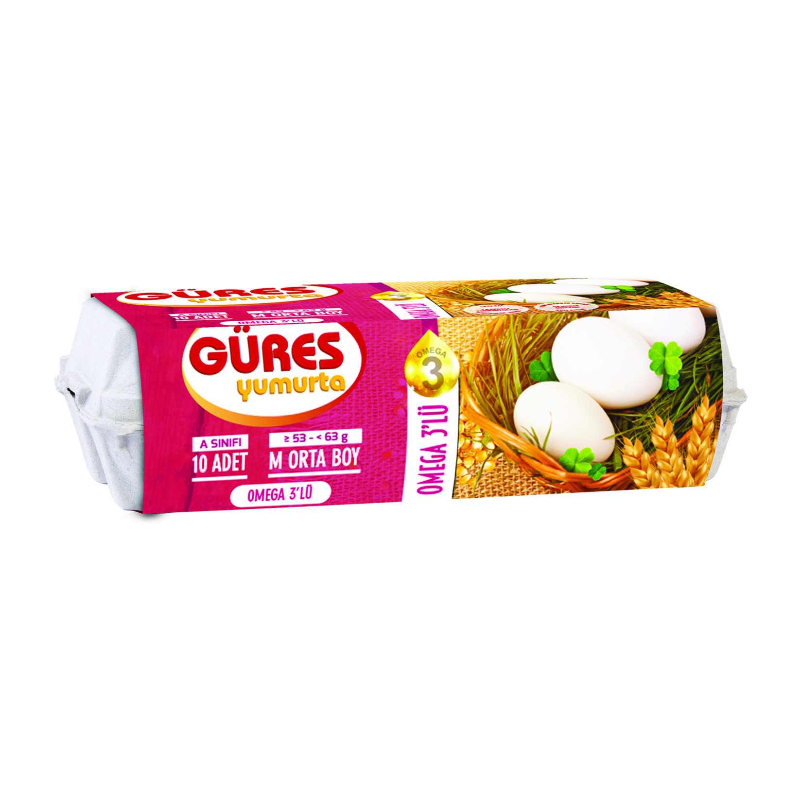 Güres Omega 3 M - Orta Boy Yumurta 10'Lu ( 53 - 62 Gr )
