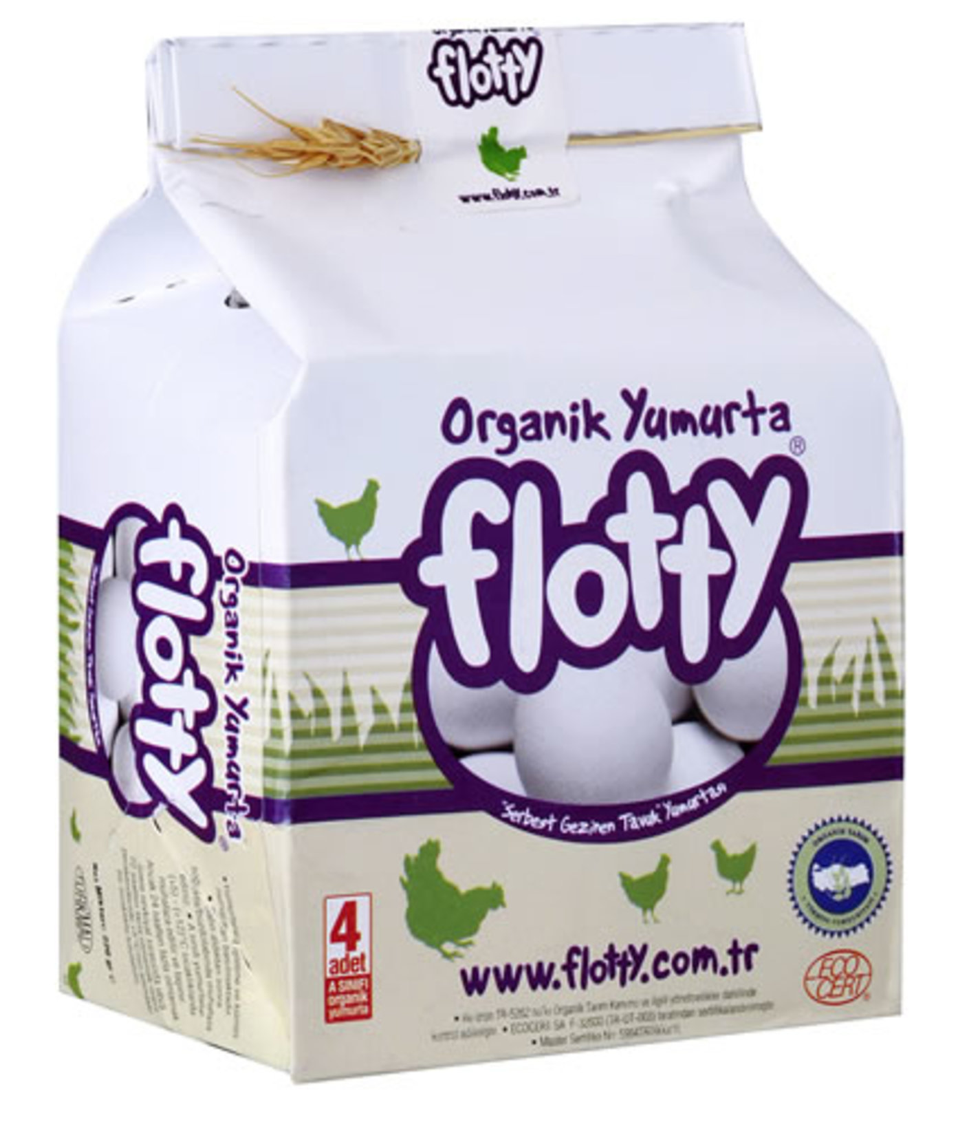 Flotty Organik M - Orta Boy Yumurta 4'Lü ( 53 - 62 G )