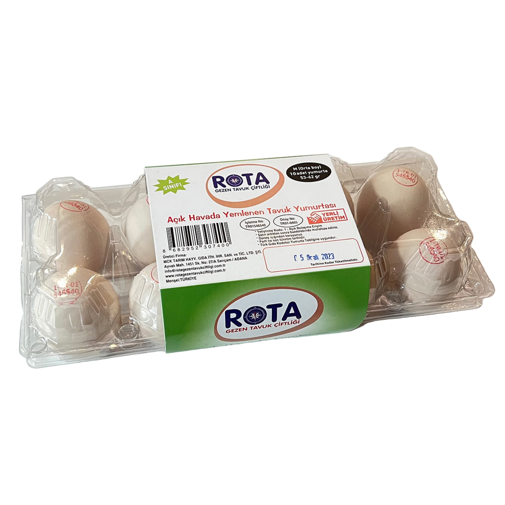 Rota Açık Havada Yemlenmiş Tavuk Yumurtası 10'lu M Boy (53-62 G)
