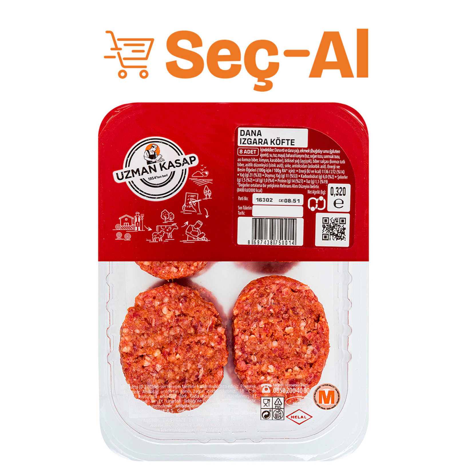 Uzman Kasap Izgara Köfte 320 G
