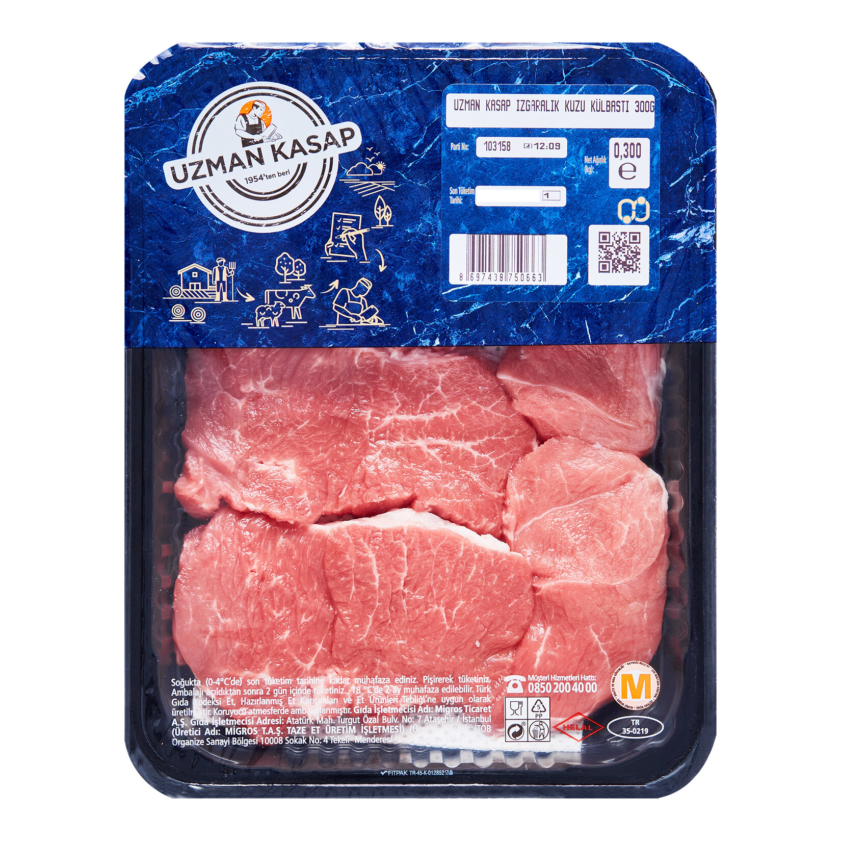 Uzman Kasap Izgaralık Kuzu Külbastı 300 G