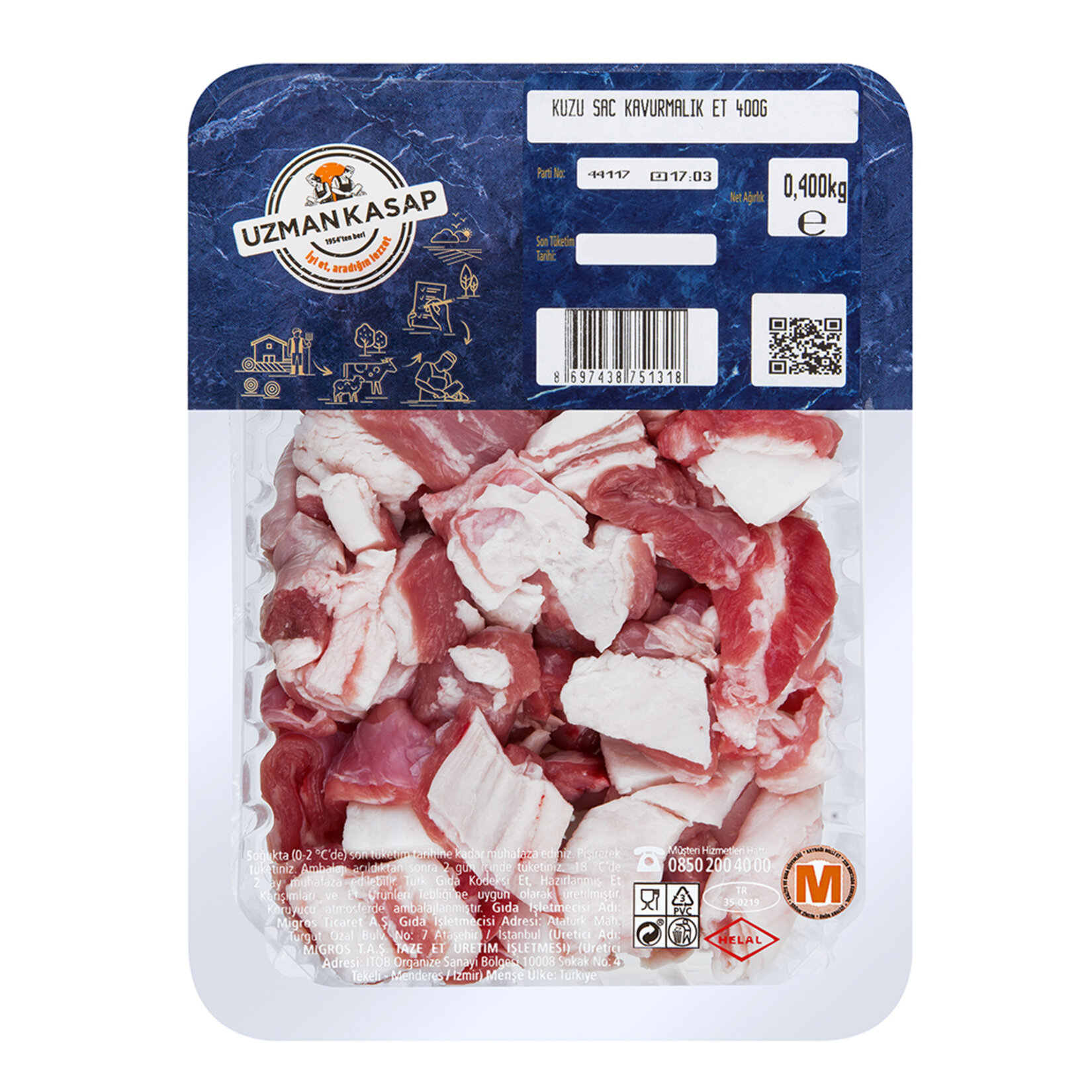 Uzman Kasap Kuzu Sac Kavurmalık 400 G